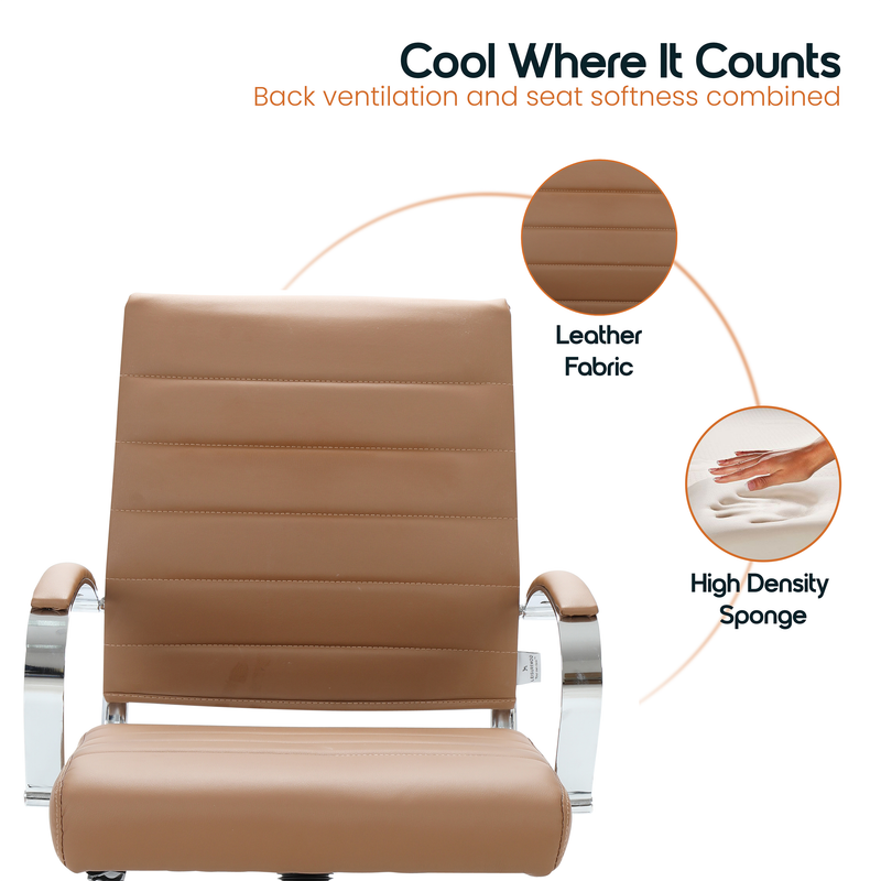 Cool Where It Counts  
Back ventilation and seat softness combined  
Leather Fabric  
High Density Sponge