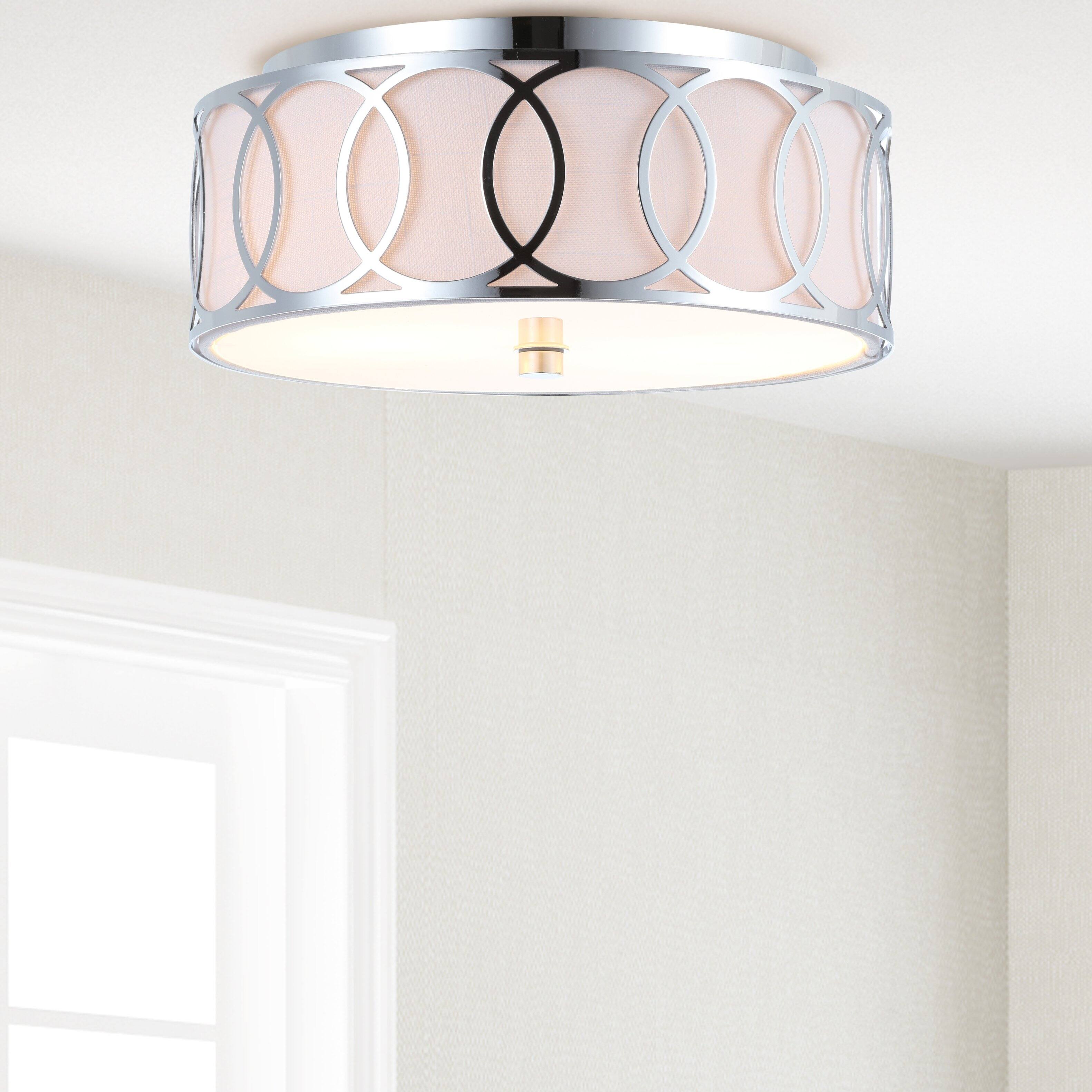 Alt View 1. Jonathan Y - Aria 2-Light 12.25" Metal LED Flush Mount, Chrome - Chrome.