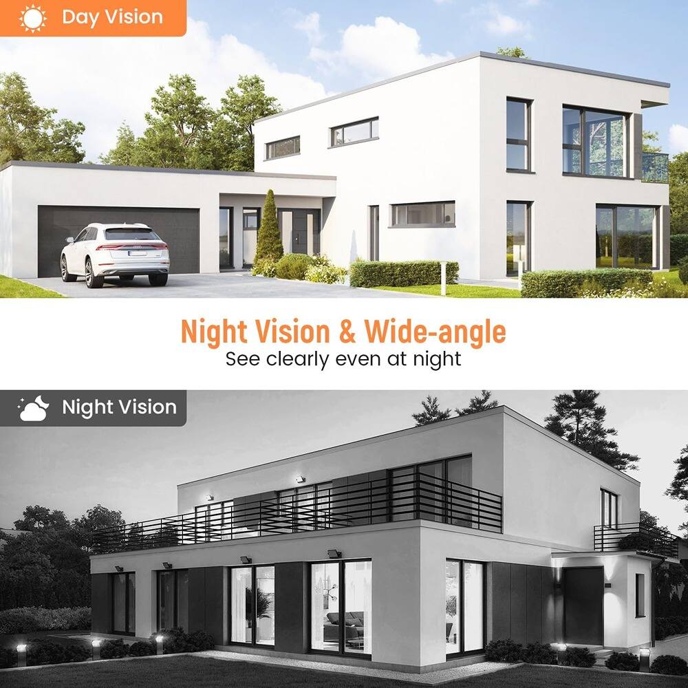 Day Vision

Night Vision & Wide-angle  
See clearly even at night

Night Vision