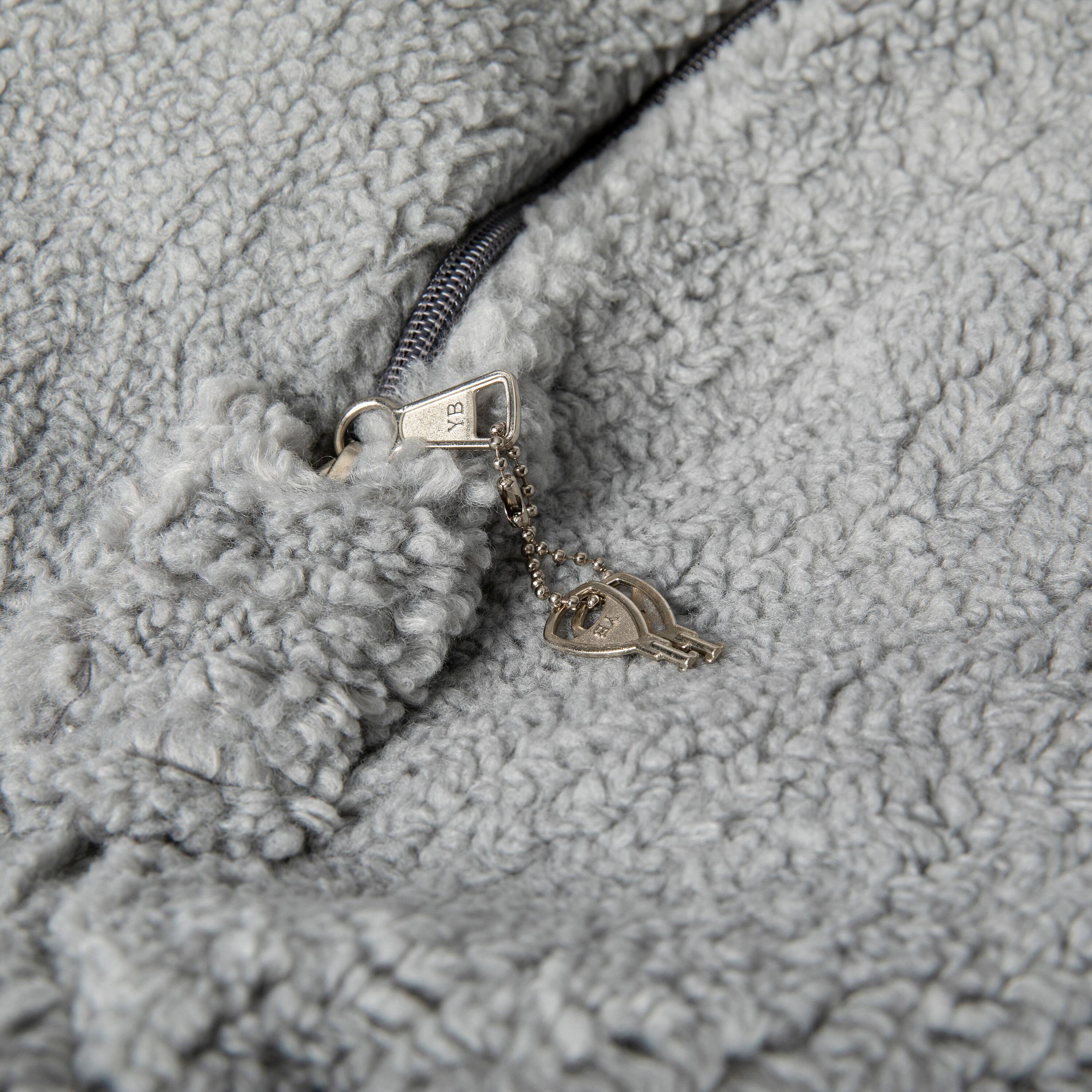 Alt View 9. Emma + Oliver - Oversized Bean Bag Chair for Kids and Adults - Gray Sherpa.