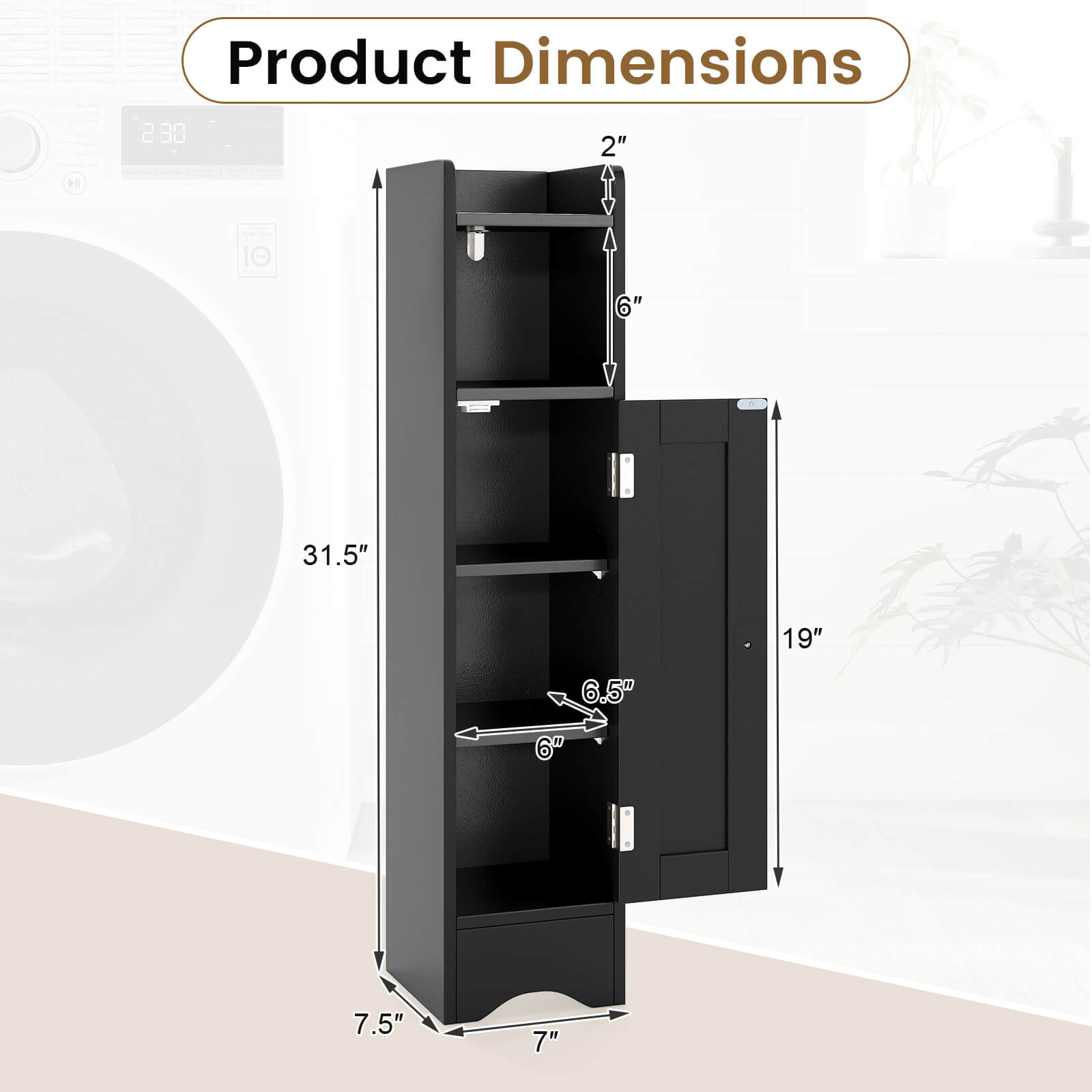 Product Dimensions

- Height: 31.5"
- Width: 19"
- Depth: 7.5"
- Shelf 1: 6.5"
- Shelf 2: 6"
- Shelf 3: 6"
- Shelf 4: 6"
- Shelf 5: 6"
- Shelf 6: 6"
- Shelf 7: 6"
- Shelf 8: 6"
- Shelf 9: 6"
- Shelf 10: 6"
- Shelf 11: 6"
- Shelf 12: 6"
- Shelf 13: 6"
- Shelf 14: 6"
- Shelf 15: 6"
- Shelf 16: 6"
- Shelf 17: 6"
- Shelf 18: 6"
- Shelf 19: 6"
- Shelf 20: 6"
- Shelf 21: 6"
- Shelf 22: 6"
- Shelf 23: 6"
- Shelf 24: 6"
- Shelf 25: 6"
- Shelf 26: 6"
- Shelf 27: 6"
- Shelf 28: 6"
- Shelf 29: 6"
- Shelf 30: 6"
- Shelf 31: 6"
- Shelf 32: 6"
- Shelf 33: 6"
- Shelf 34: 6"
- Shelf 35: 6"
- Shelf 36: 6"
- Shelf 37: 6"
- Shelf 38: 6"
- Shelf 39: 6"
- Shelf 40: 6"
- Shelf 41: 6"
- Shelf 42: 6"
- Shelf 43: 6"
- Shelf 44: 6"
- Shelf 45: 6"
- Shelf 46: 6"
- Shelf 47: 6"
- Shelf 48: 6"
- Shelf 49: 6"
- Shelf 50: 6"
- Shelf 51: 6"
- Shelf 52: 6"
- Shelf 53: 6"
- Shelf 54: 6"
- Shelf 55: