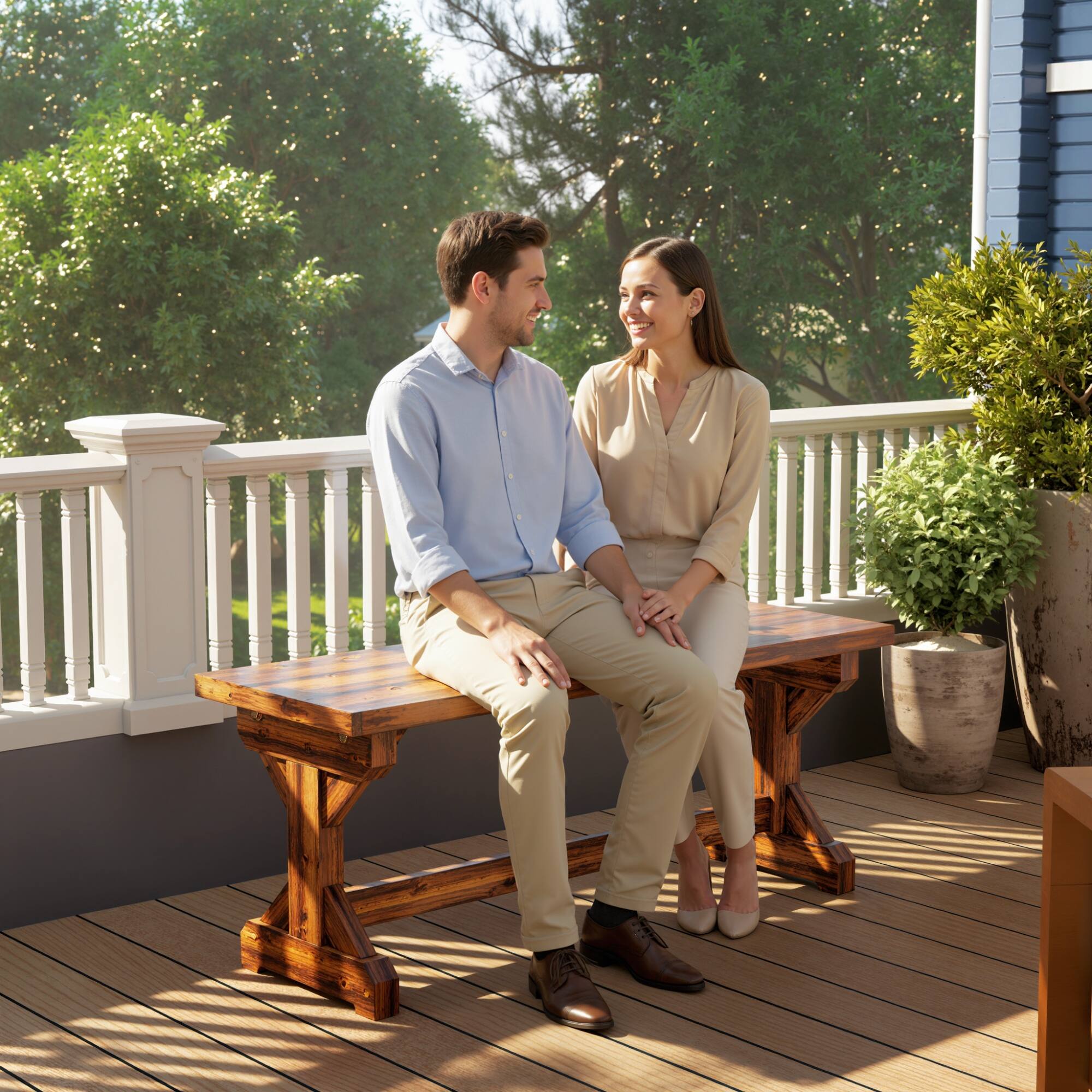 Alt View 8. Outsunny - Outdoor Wooden Bench, 2-Person Rustic Patio Garden Bench Seat, Backless Outdoor Loveseat with Farmhouse X-Shaped Base - Carbonized.