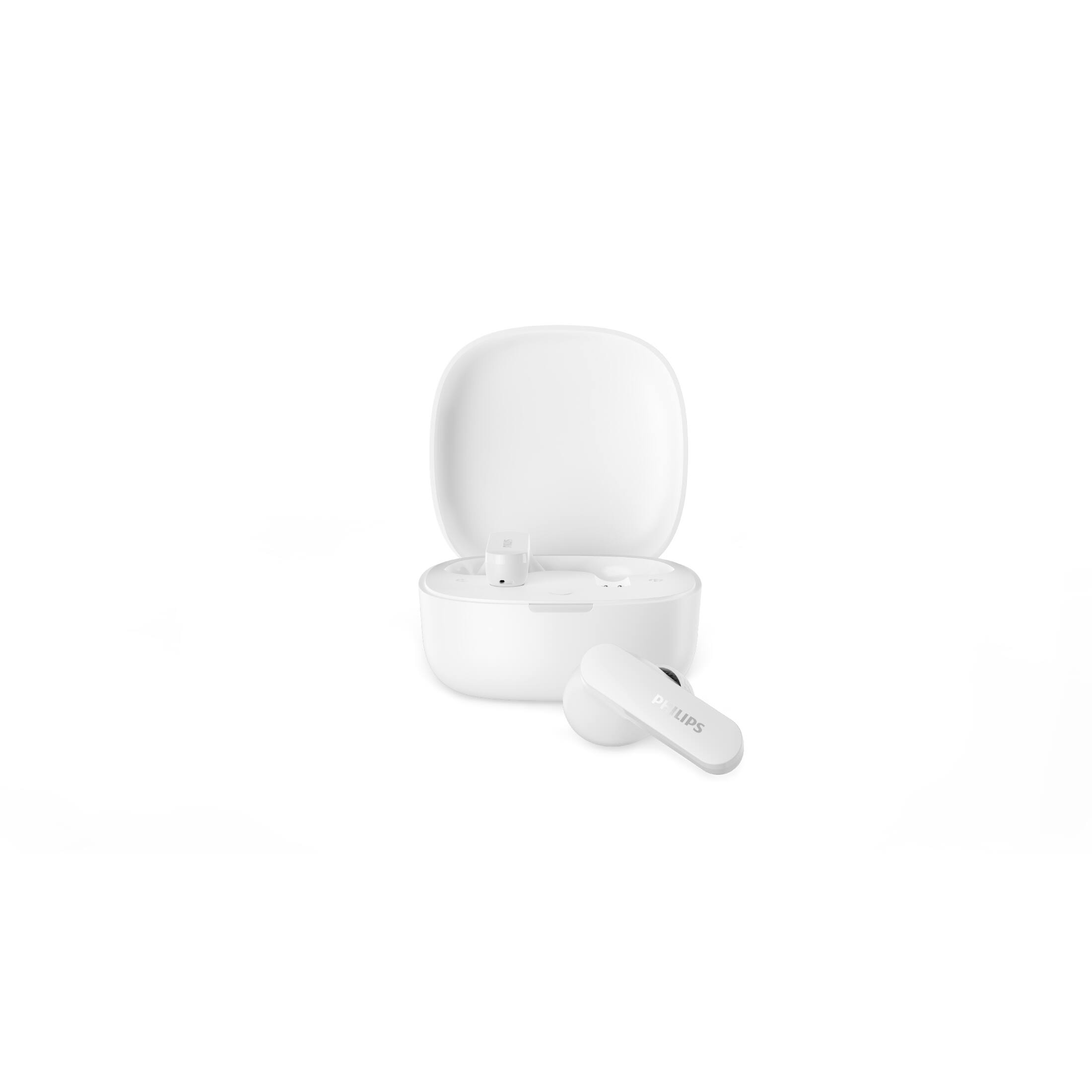 Back. Philips - TAT2200 True Wireless Bluetooth Earbuds with Active Noise Canceling, 4-Mic Technology, 36H Playtime - White.