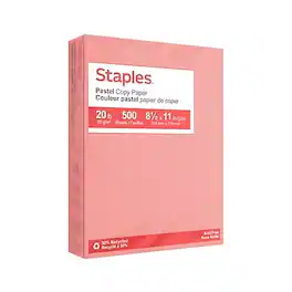 Staples - Pastel 30% Recycled Color Copy Paper, 20 lbs., 8.5" x 11", 500/Ream - Salmon