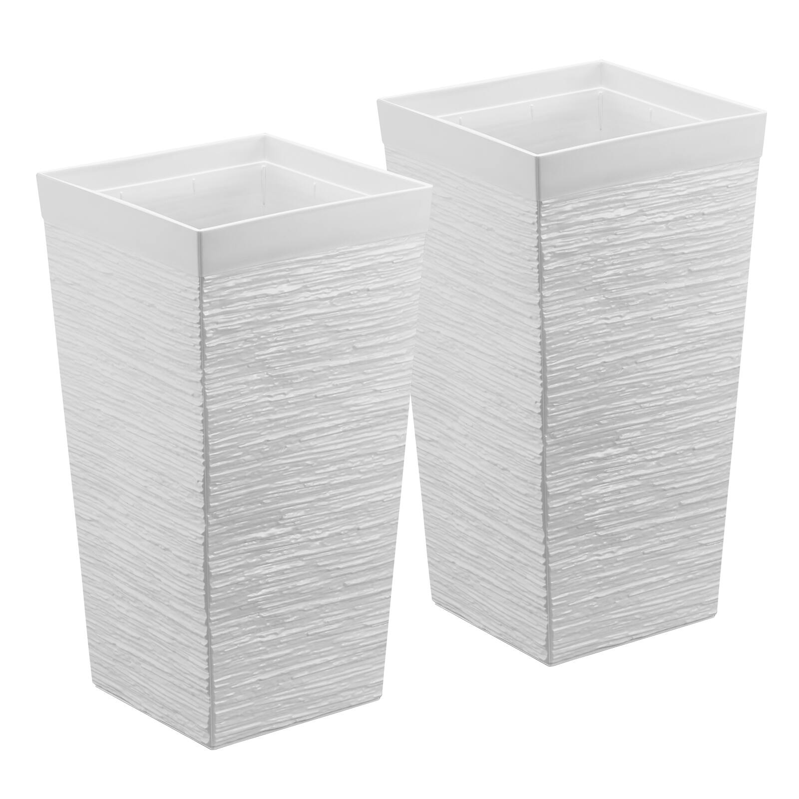 Alt View 5. VEVOR - Tall Planters Set of 2, 23 Inch Large Outdoor Taper Planters for Outdoor Indoor Plants, Front Porch Plastic Modern - White.