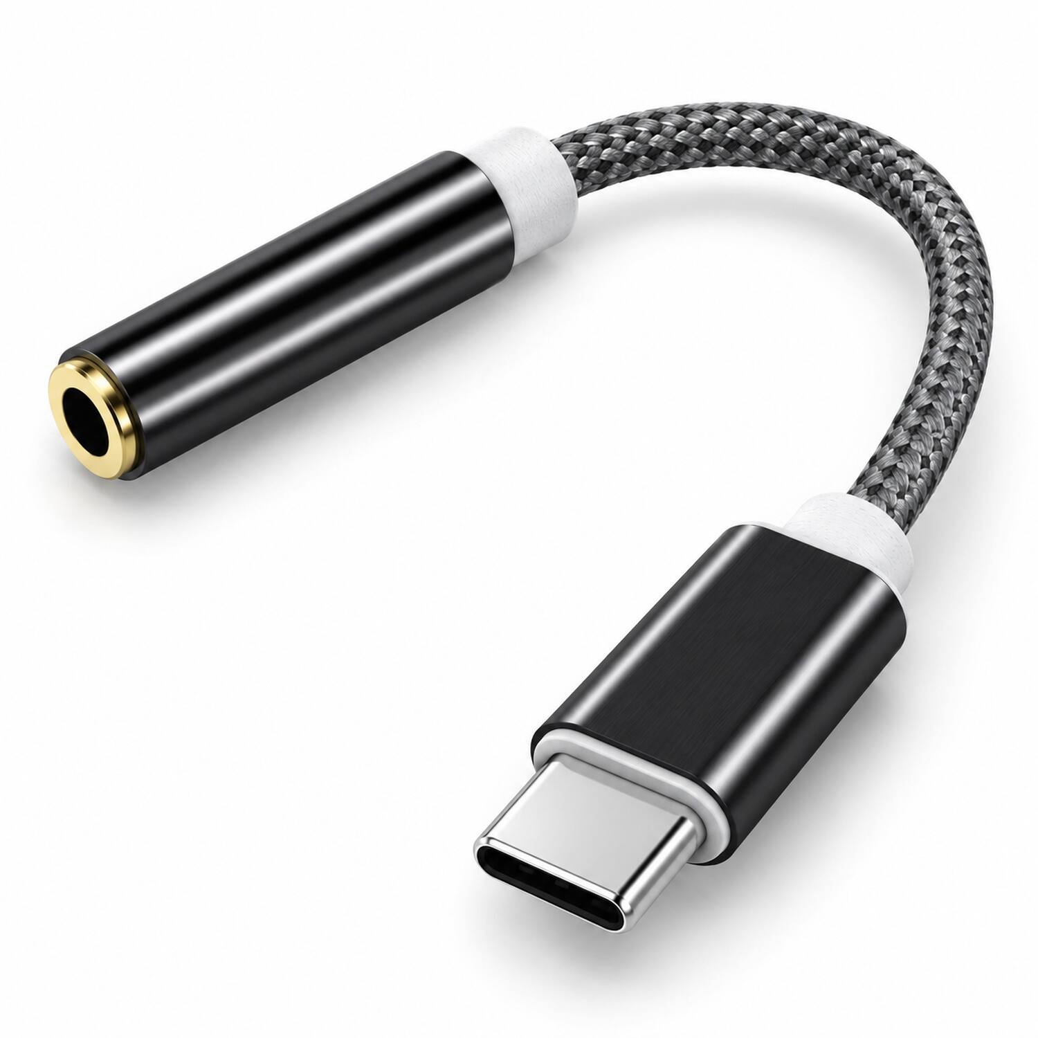 Front. Sanoxy - USB-C to 3.5mm Audio Adapter Black Silver High Speed Data Transfer Cable Adapter Durable - Black.