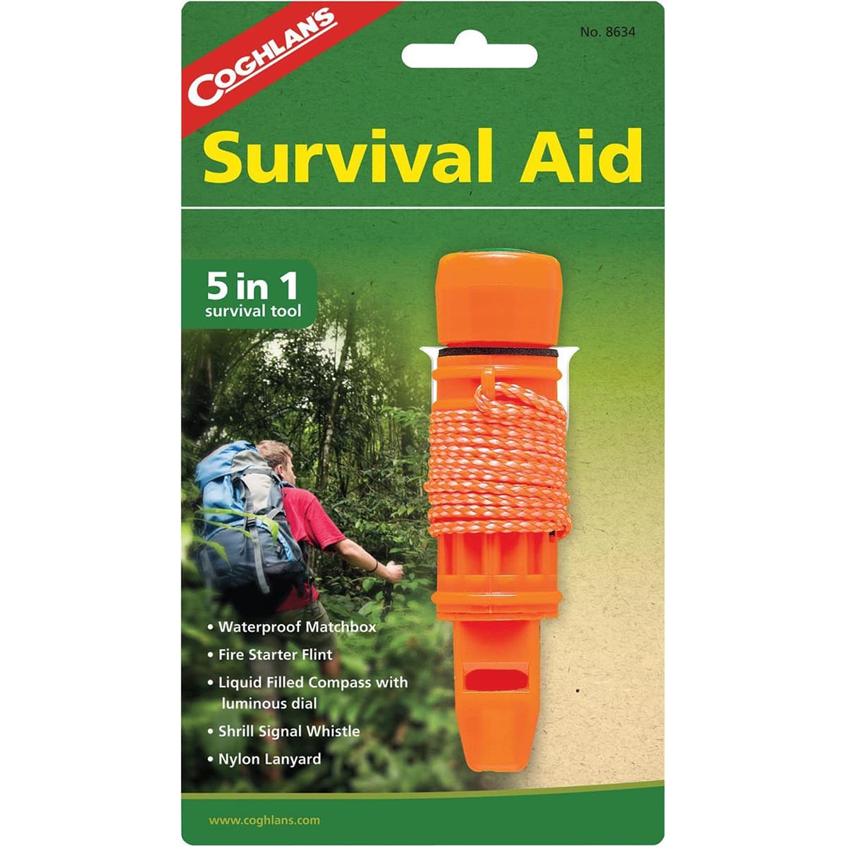 Coghlan’s - Coghlan's 5-in-1 Survival Aid, Fire Starter Flint Tool, Compass Whistle, Lanyard - bright orange price history on PriceWatchPro