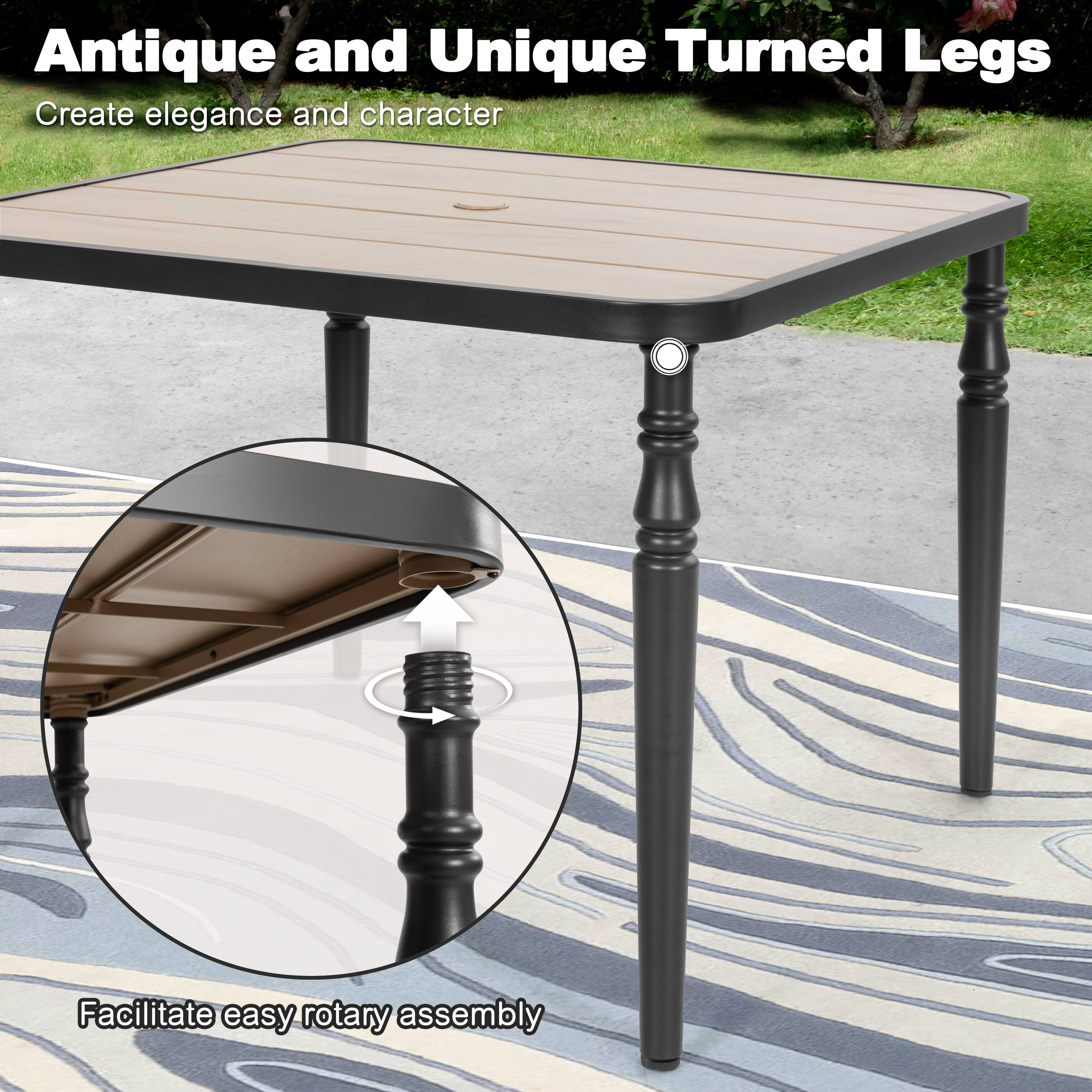 Antique and Unique Turned Legs  
Create elegance and character  

Facilitate easy rotary assembly