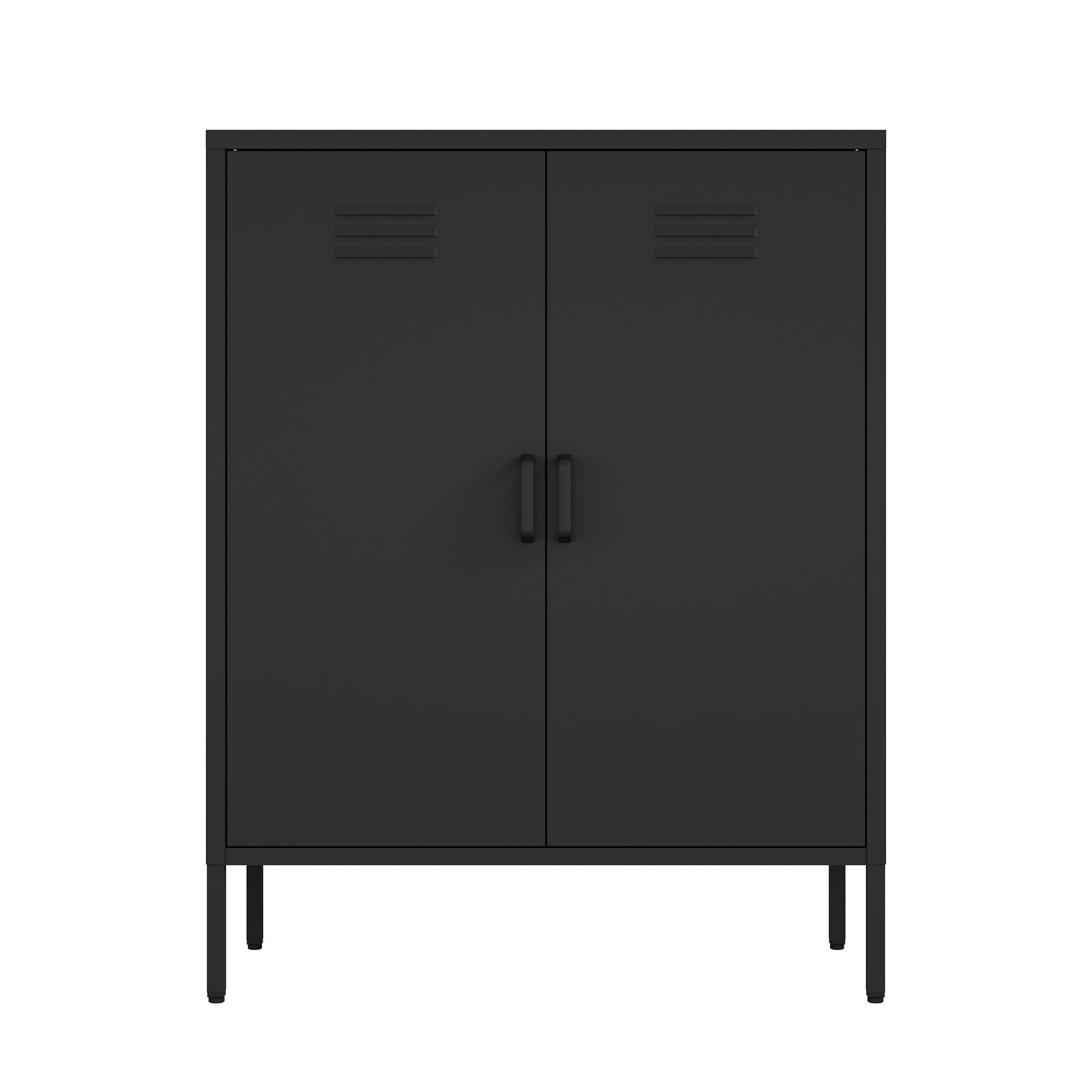 Front. TinyHomie - Naomi 32 Inch Metal Accent Cabinet Black - Black.