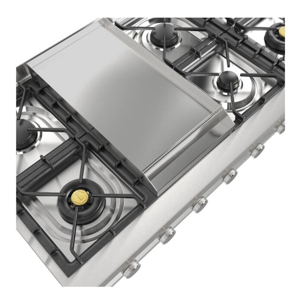 Alt View 4. ILVE - ILVE Professional Plus II Series 48 in. Gas Rangetop with 8 Sealed Burners + Griddle (Natural Gas, Satin Trim) - Stainless Steel.