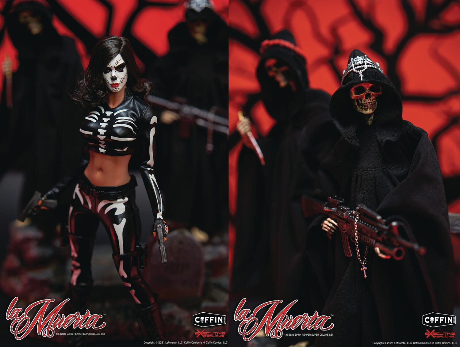 PopMarket - Executive Replicas - La Muerta & Dark Reaper Super Deluxe 1/6th Action Figure 3Pc Set (Net) - COLLECTIBLES - Multicolor