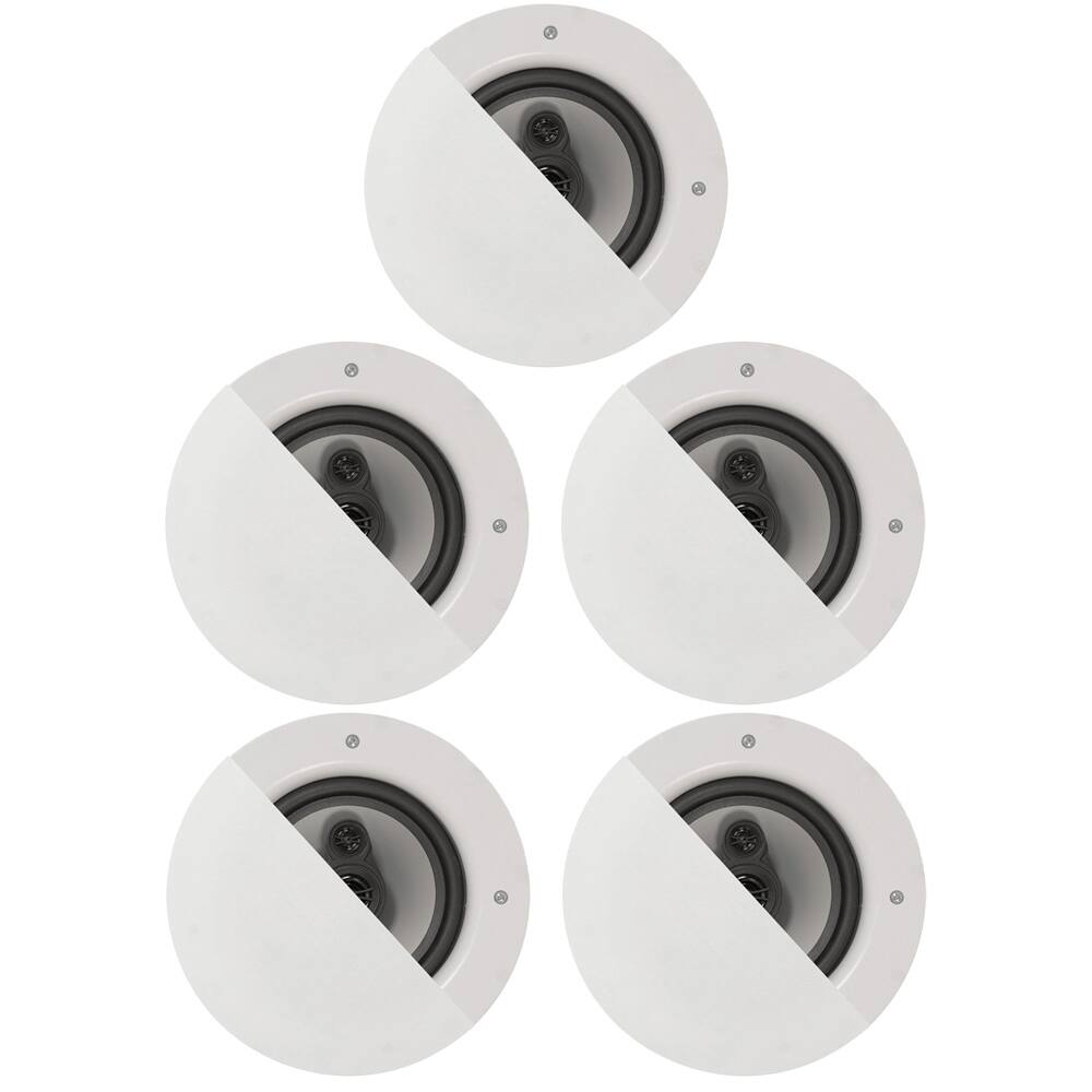 Front. Acoustic Audio by Goldwood - CSic64 Frameless 6.5" in Ceiling 5 Piece Speaker Set 3 Way Home Theater Speakers, CSic64-5S - Paintable White.