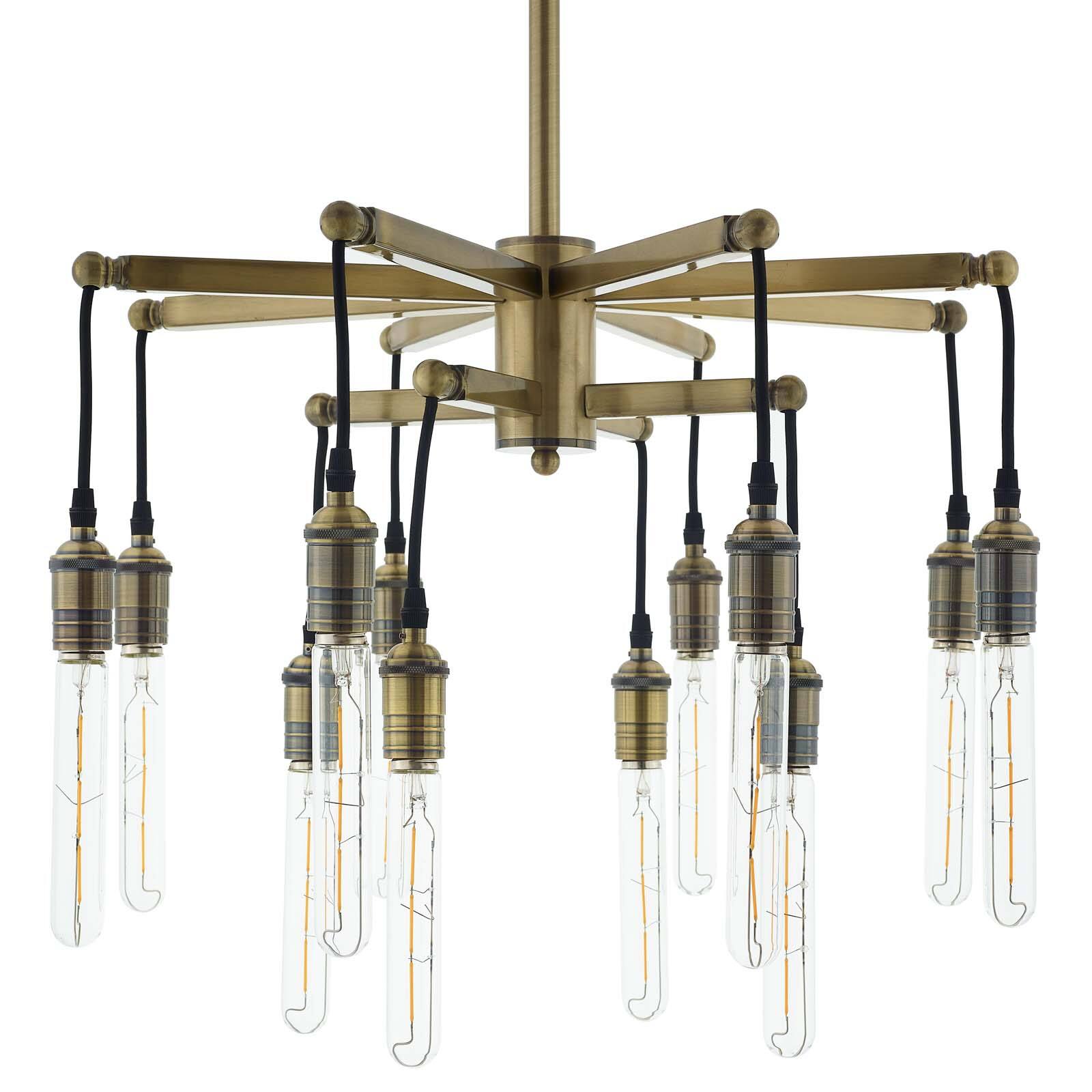 Back. Modway - Resolve Antique Brass Ceiling Light Pendant Chandelier by Modway - Yellow.