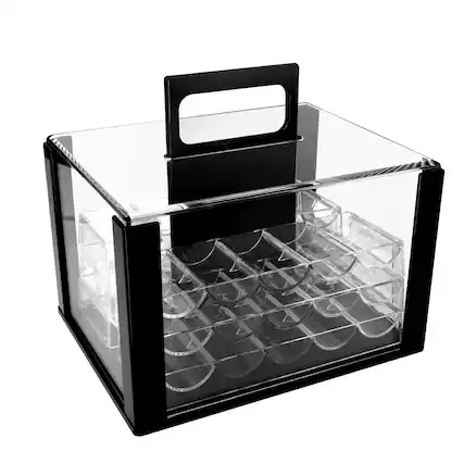 Front. GSE Games & Sports Expert - 600pcs Casino Grade Acrylic Poker Chips Carrier with 6 Poker Chip Trays.