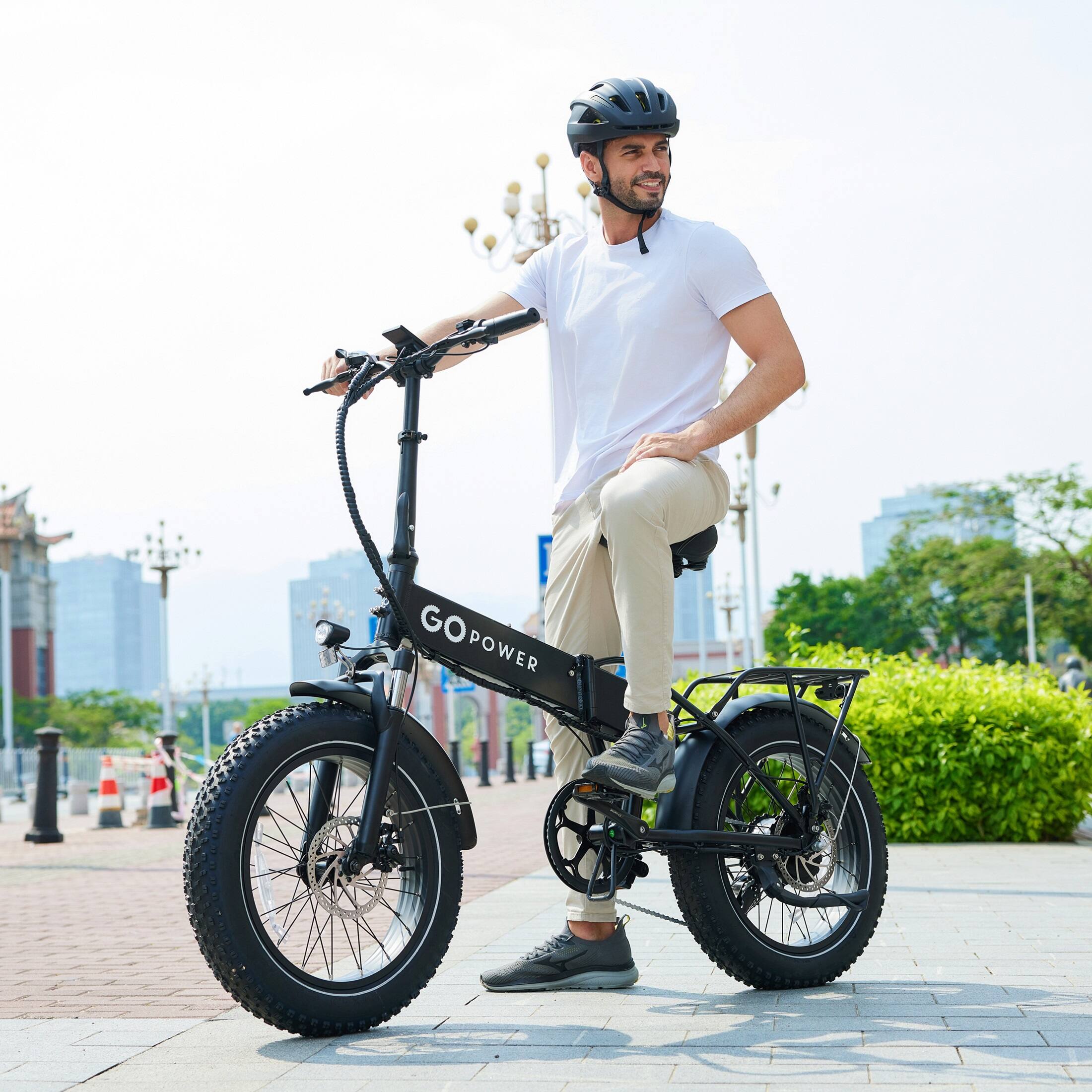 Angle. GoPowerBike - GoPowerBike GoExpress V2 Folding Electric Bike 20mph Max Speed & 750W Motor | UL2849 Certified | Black - Black.