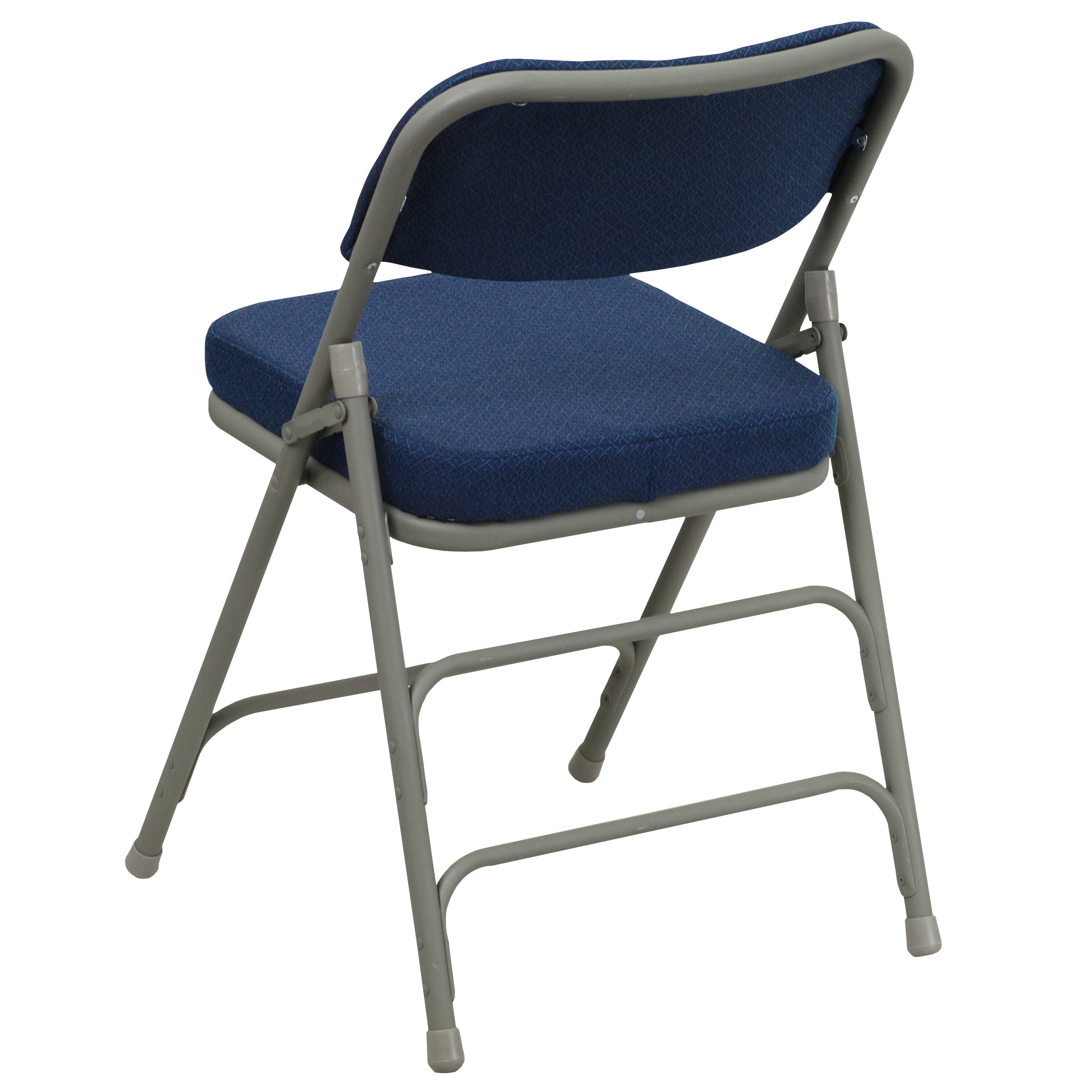 Alt View 5. Emma + Oliver - 2 Pack Home & Office Portable Party Events Fabric Padded Metal Folding Chair - Navy Fabric/Gray Frame.