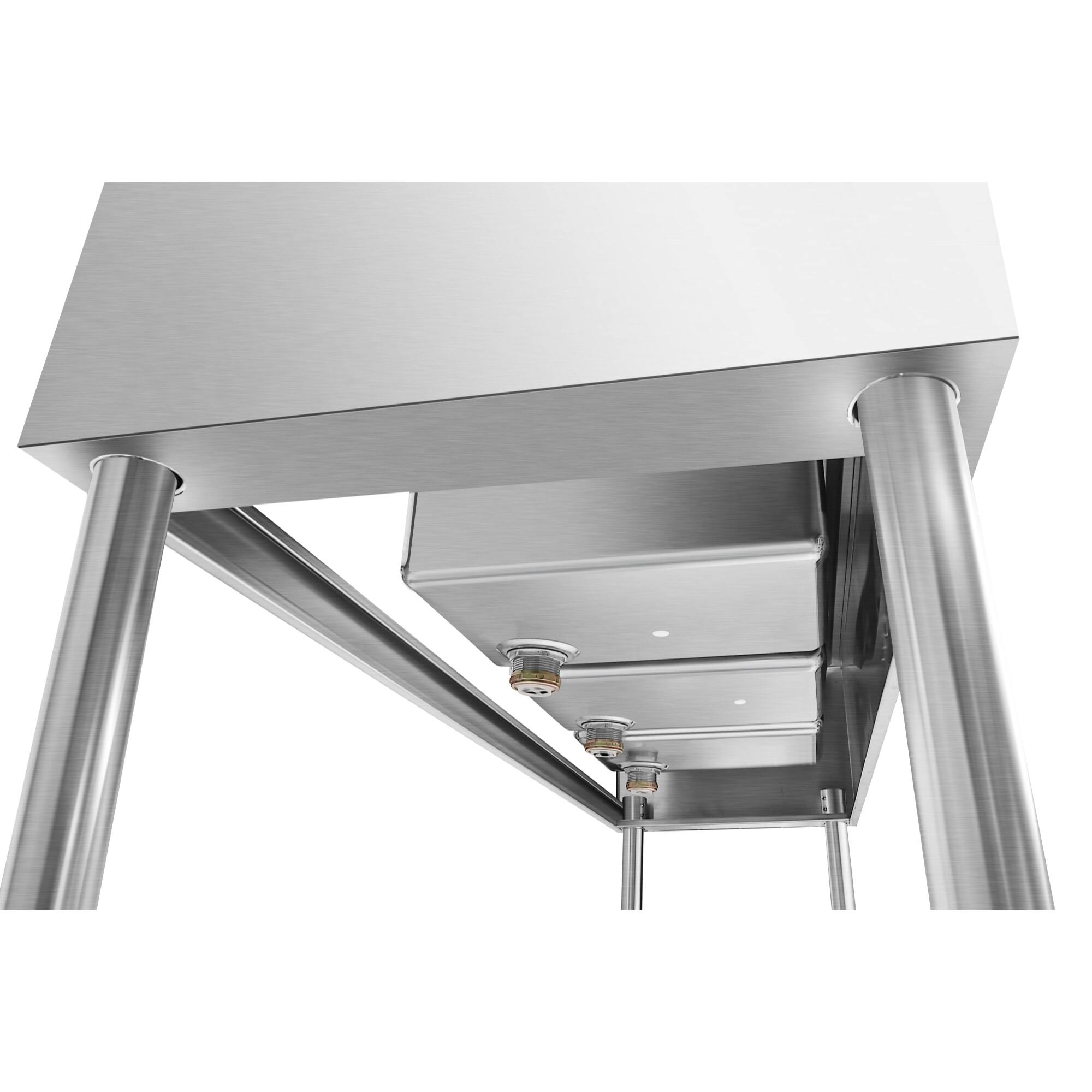 Alt View 5. Koolmore - 60 in. Three-Compartment  Bar-Sink with 3 in. Backsplash, Dual Drainboards with Low Lead Faucet, NSF Certified - Stainless Steel.