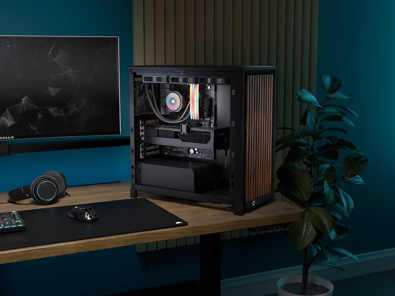 Alt View 23. CORSAIR - FRAME 4000D WOOD RS Modular High Airflow Mid-Tower PC Case - Black & Walnut.