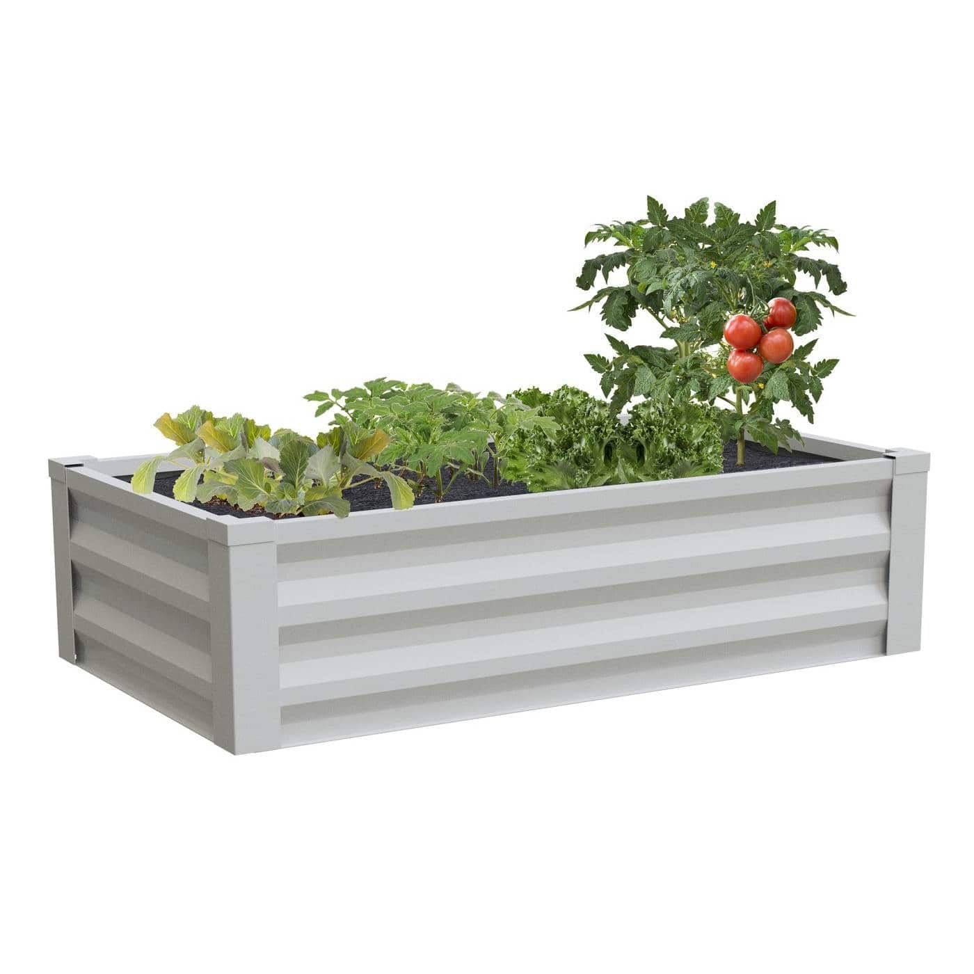 SlickBlue - Outdoor Metal Raised Garden Bed Planter with Durable Powder Coating - White