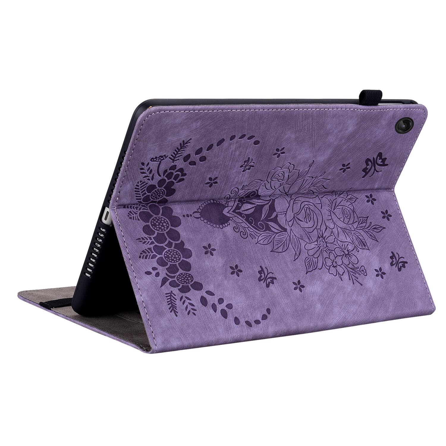 Alt View 1. Dteck - PU Leather Wallet Multi Angle Kickstand Case For Lenovo Tab M10 3rd Gen 10.1 inch Tablet Embossed Cover - Purple.