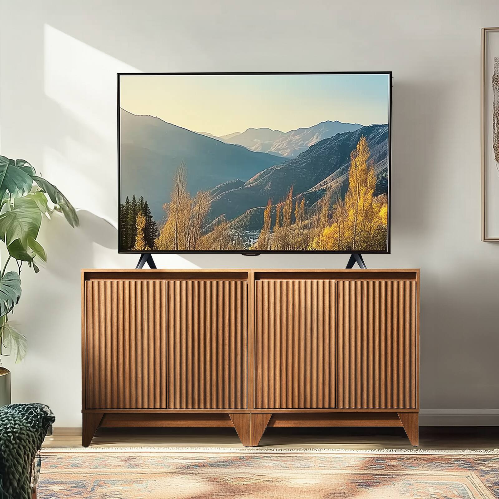 Alt View 9. Koligey - 32" Tall 2 - Door Accent Cabinet With Adjustable Shelf - light walnut.