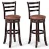 Costway - 30" Bar Height Swivel Barstools Set of 2 with Back, Faux Leather Seat for Pub - Cappuccino