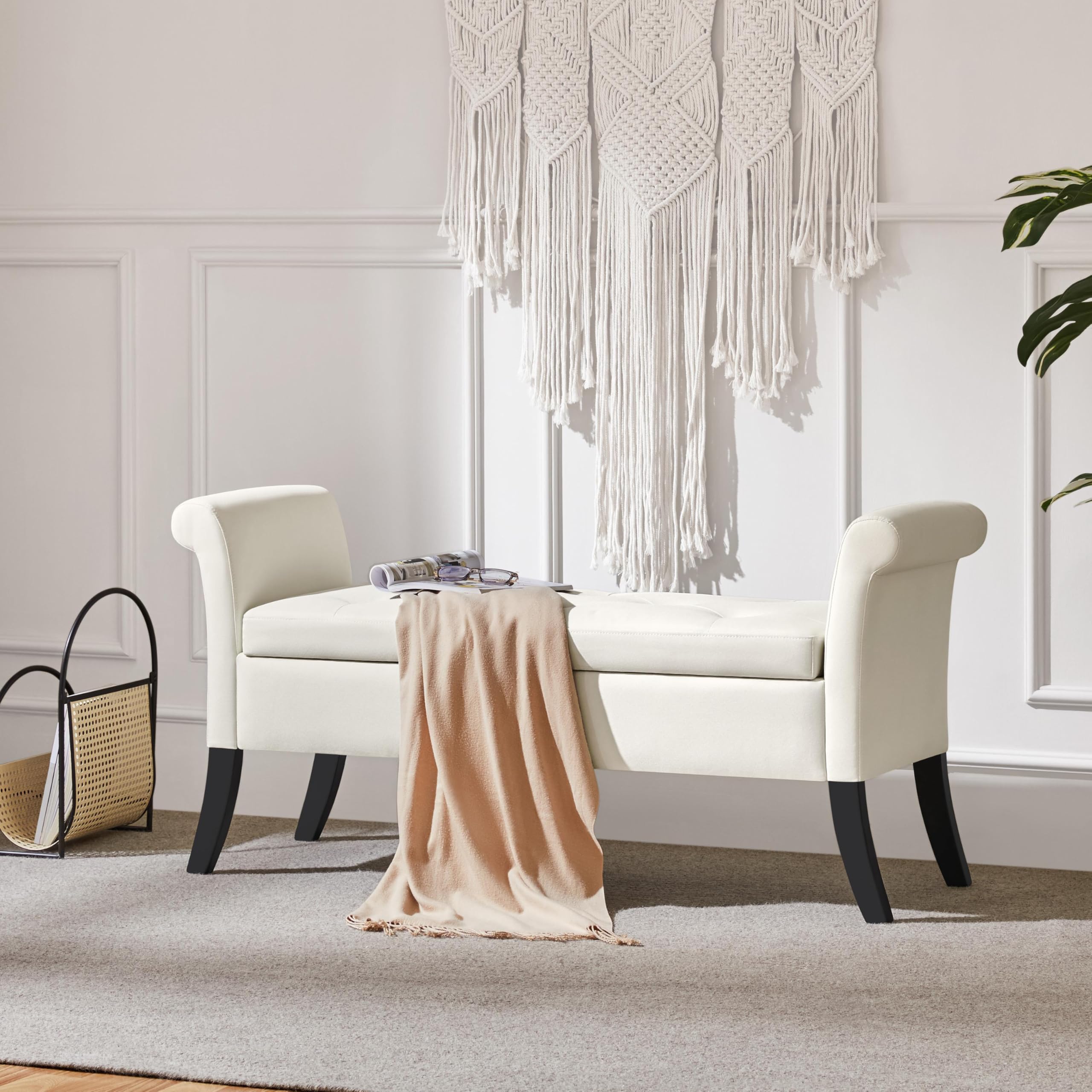 Alt View 1. JETRANSPORT - Ottoman With Storage 52" Bench Safety Hinge Upholstered Seating For Bedroom Living Room Holds Up To 661 Lb - Dark Gray Polyester.