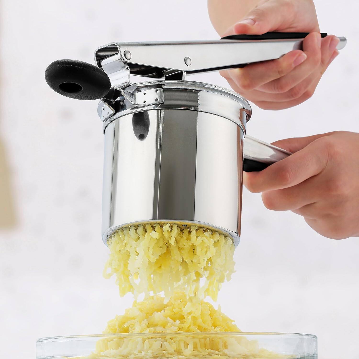 Alt View 4. Zulay Kitchen - Zulay Kitchen Large 15oz Potato Ricer - Heavy Duty Stainless Steel Potato Masher and Ricer for Mashed Potatoes - Silver.