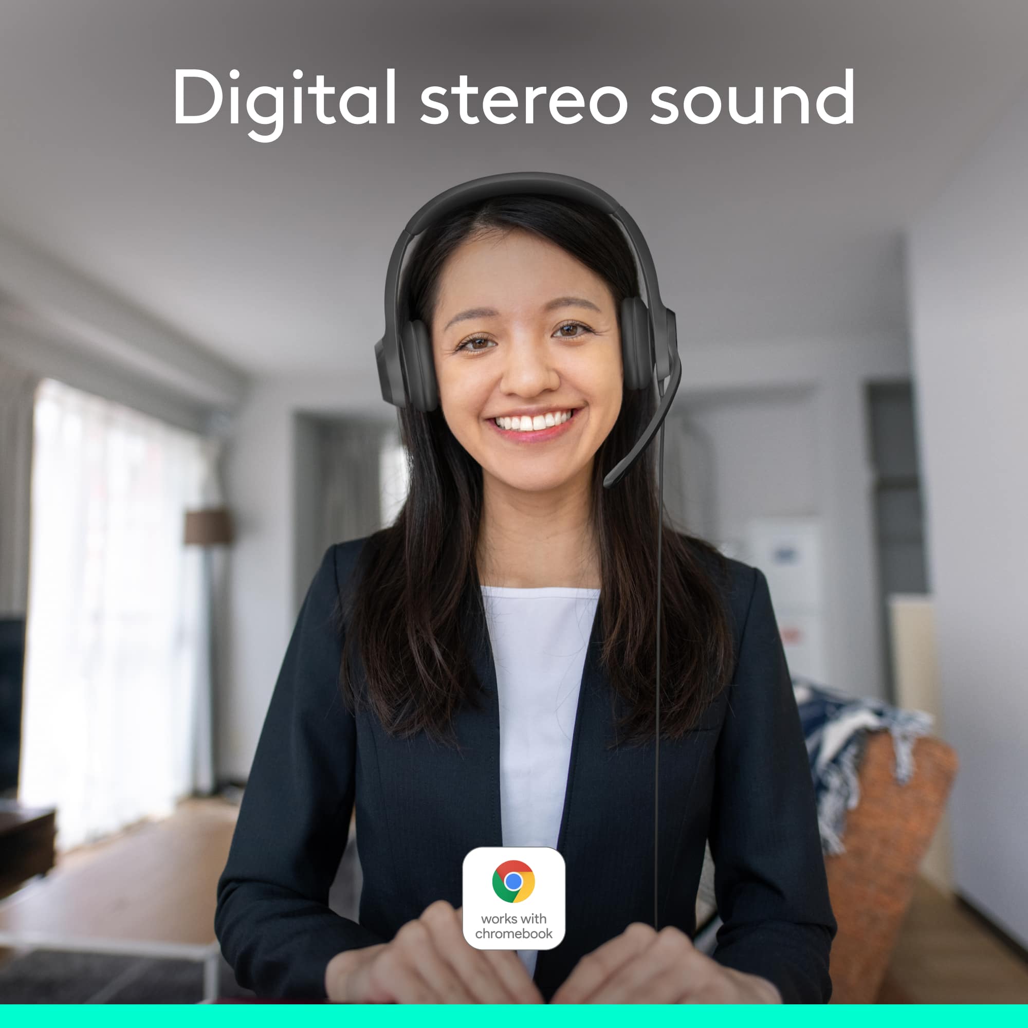 Digital stereo sound works with Chromebook.