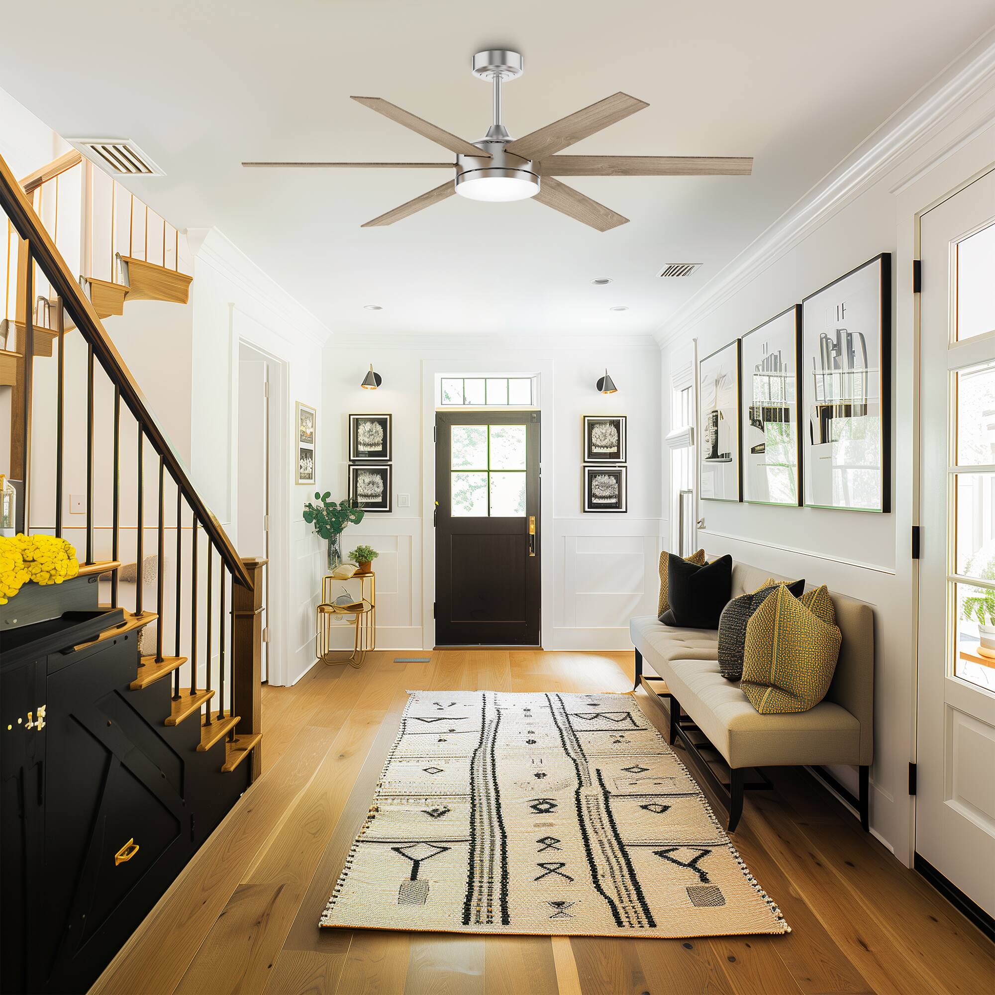 Back. Vaczon - 60" Brushed Nickel 3CCT Integrated LED Smart Ceiling Fan with Light and APP - Nickel.