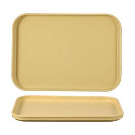 Unique Bargains - 2pcs Fast Food Serving Trays, 9.4x6.8" Rectangular Reusable Restaurant Tray for Kitchen Coffee Fruit Burger - Yellow