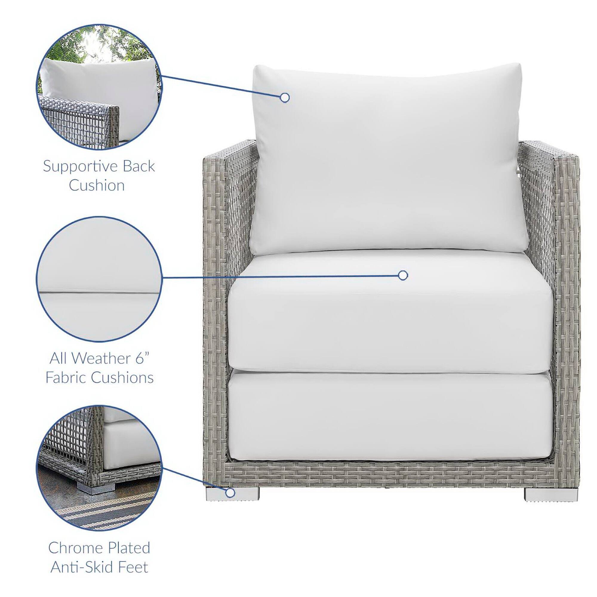 - Supportive Back Cushion
- All Weather 6" Fabric Cushions
- Chrome Plated Anti-Skid Feet