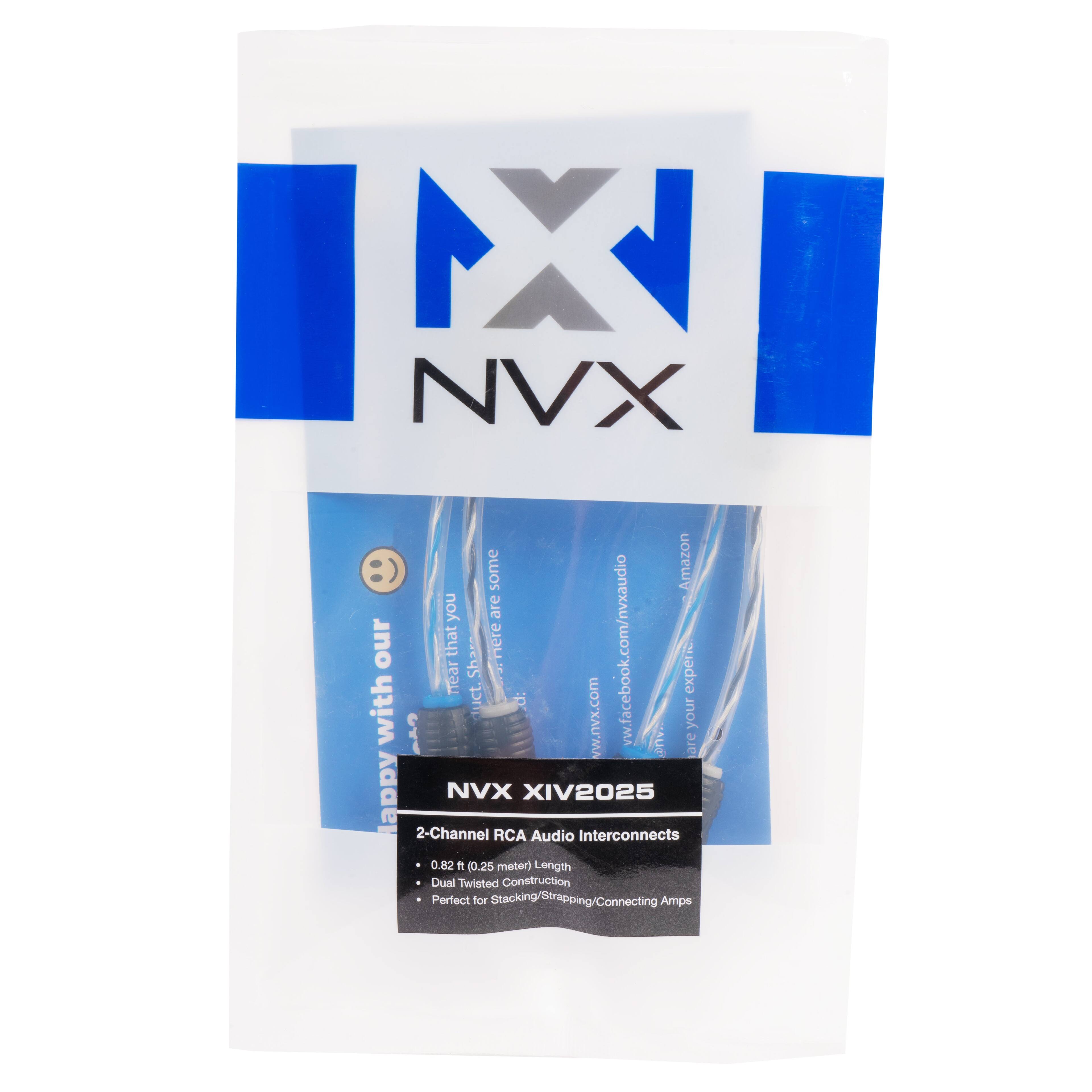 X NVX :) some Amazon you are our that 519n w.facebook.com/nvxaudio Trear Sha experie with tuct. P your ww.nvx.com AUR lare Happy NVX XIV2025 2-Channel RCA Audio Interconnects 0.82 (0.25 meter) Length Dual Twisted Construction Perfect for Stacking/Strapping/Connecting Amps

NVX XIV2025
2-Channel RCA Audio Interconnects
- 0.82 ft (0.25 meter) Length
- Dual Twisted Construction
- Perfect for Stacking/Strapping/Connecting Amps