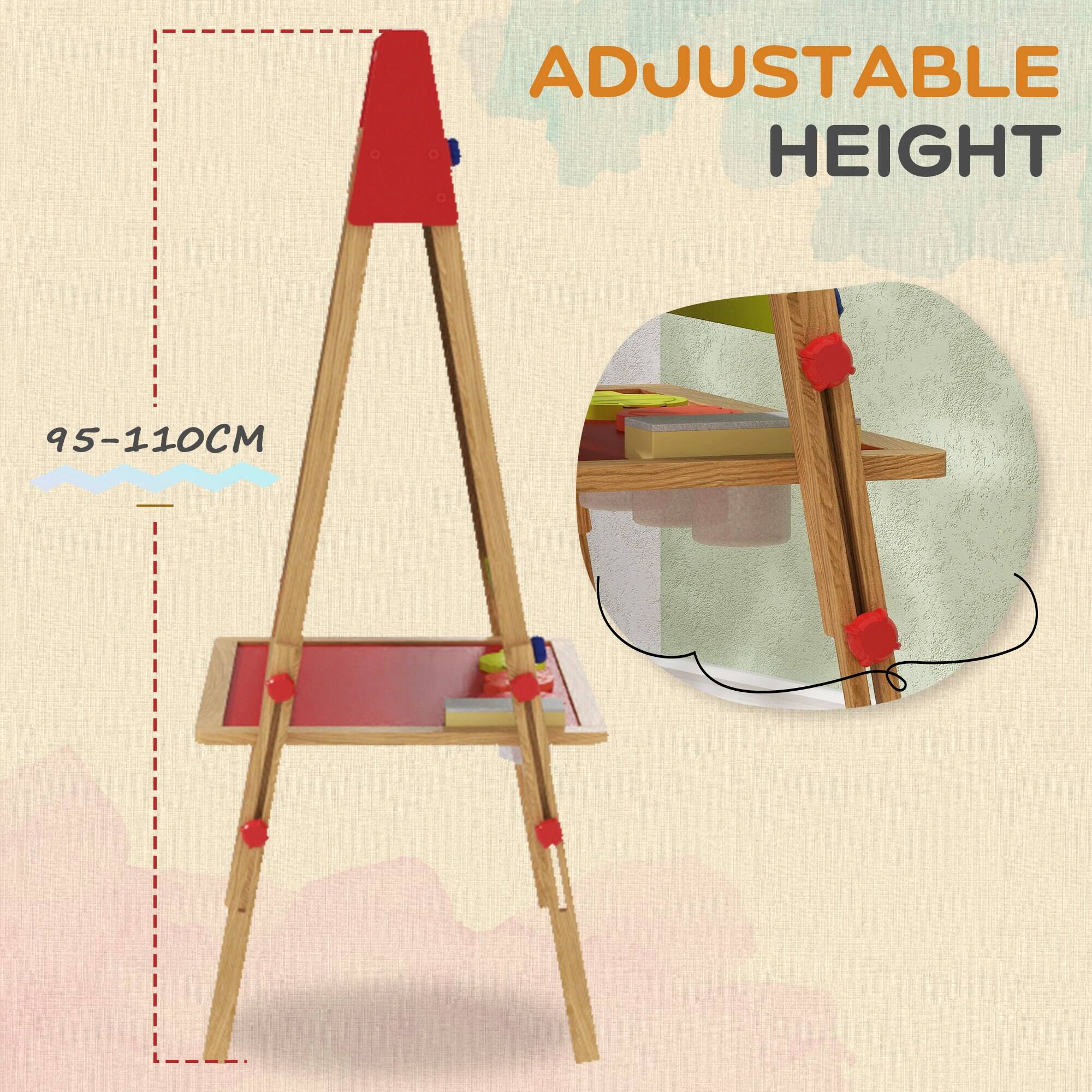 Alt View 1. Qaba - Qaba 3 in 1 Kids Wooden Art Easel with Paper Roll, Whiteboard, Chalkboard, Storage Tray, Painting Accessories.