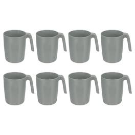 Unique Bargains - Set of 8 Plastic Coffee Mugs, Unbreakable Reusable Microwave Dishwasher Safe Drinking Cups for Kitchen Camping - Gray