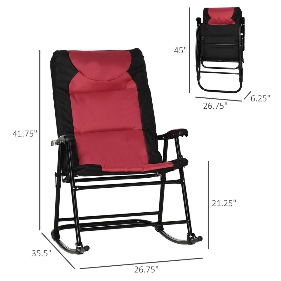Outsunny Oversized Folding Rocking Camping Chair Set of 2, Padded ...