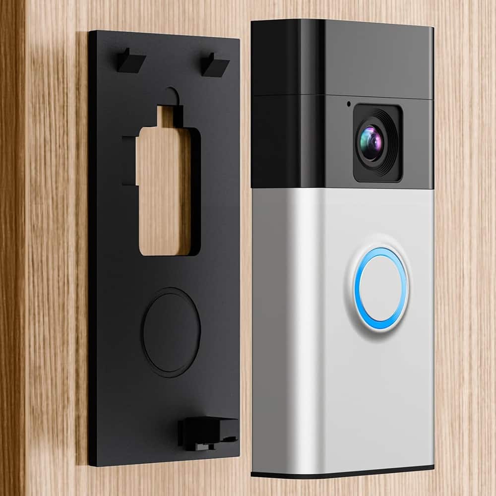 Schertz - Adhesive Doorbell Mount for Ring (2024) – No-Drill, Bracket - Black