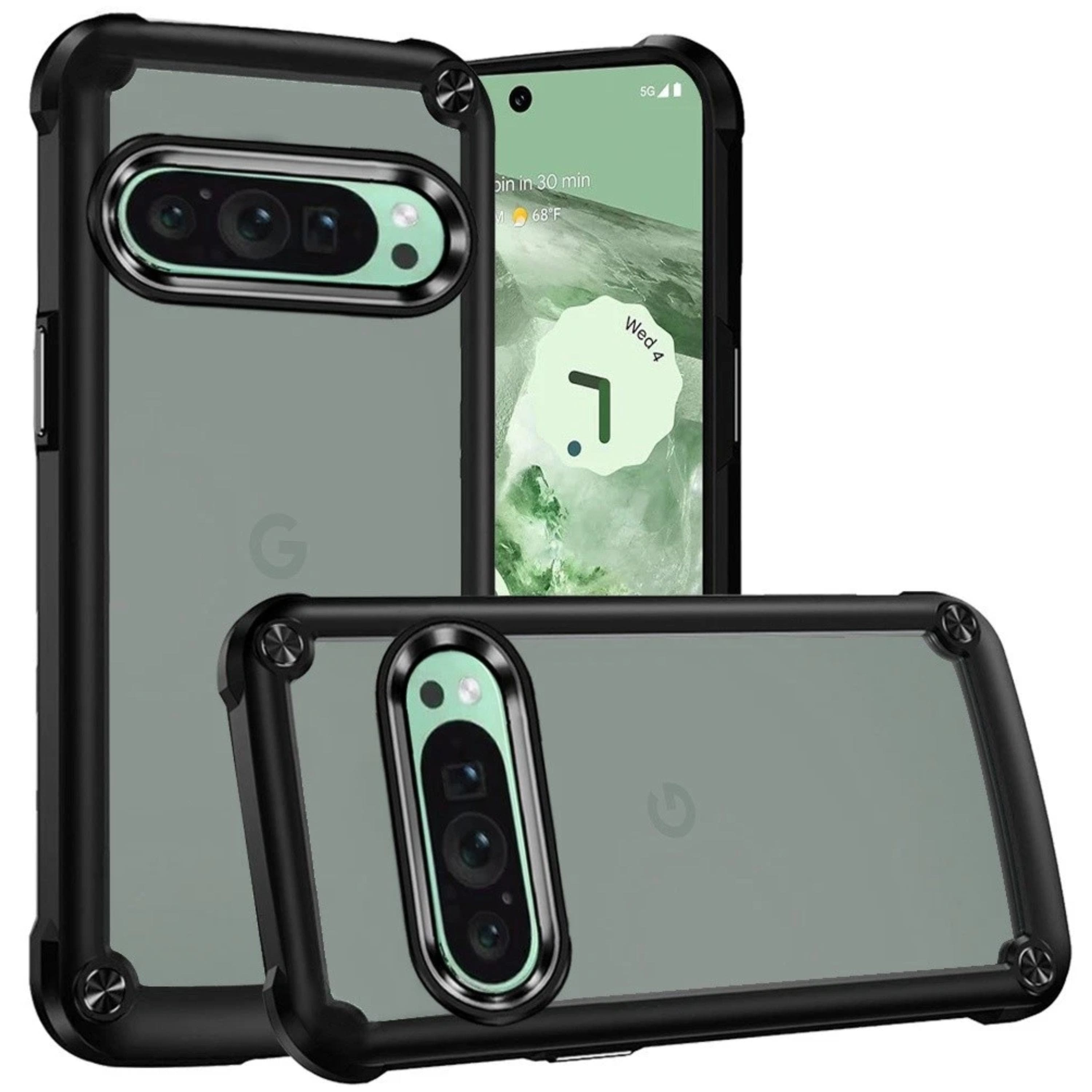 Kitcheniva - Crystal Clear Hybrid Case With Metal Buttons For Google Pixel 9/9 Pro - Black price history on PriceWatchPro