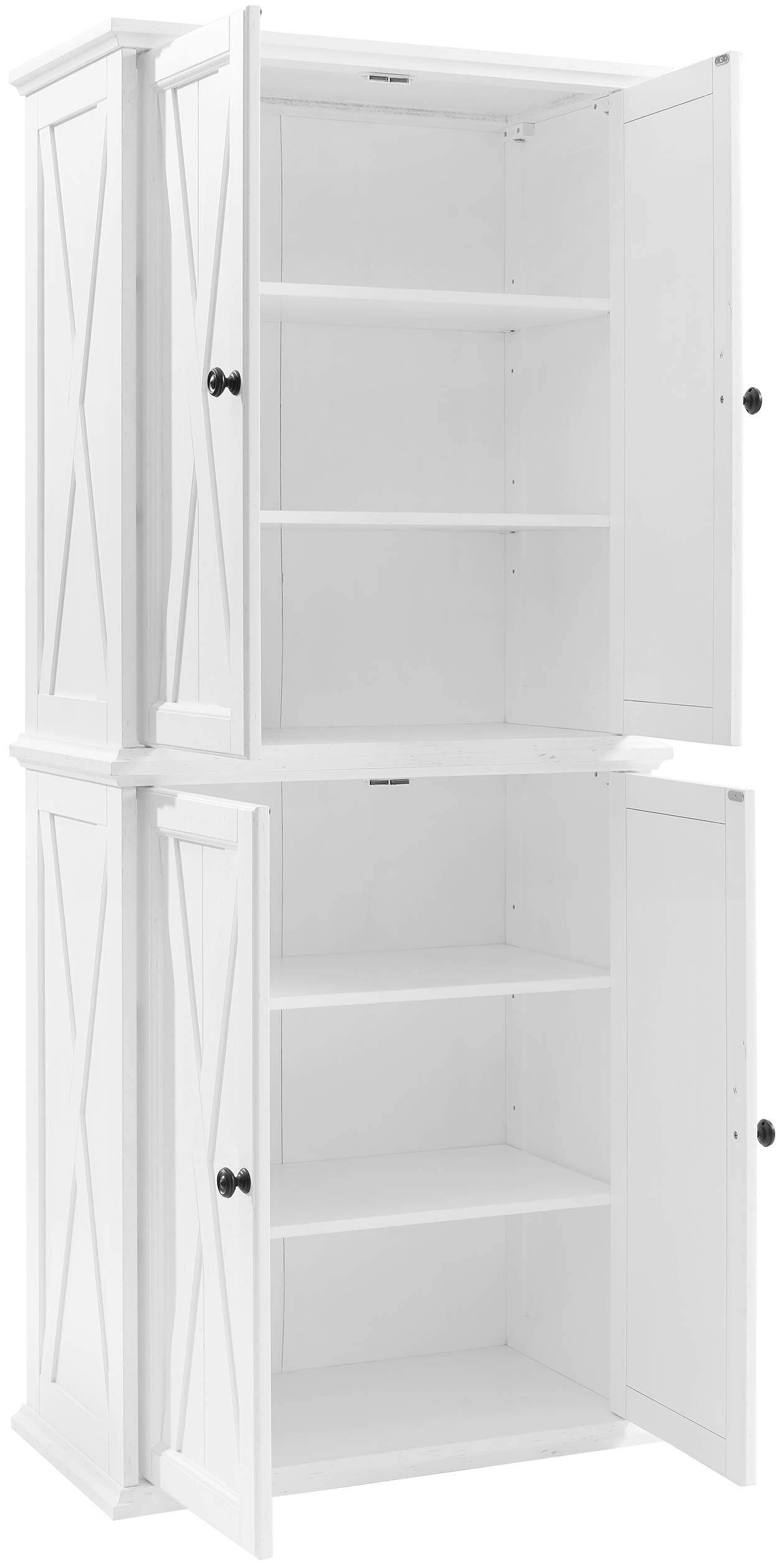 Left. Crosley Furniture - Clifton Tall Kitchen Storage Pantry - 2 Stackable Pantries - Distressed White.