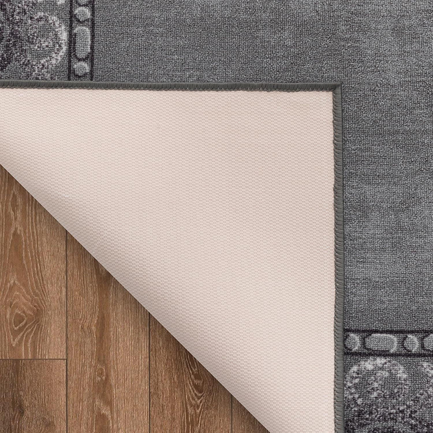 Alt View 3. Fabibe - 8X10 BORDERED GRAY Modern Indoor ANTEP ALFOMBRAS MODERN NON-SLIP (NON-SKID) LOW PILE RUBBER BACKING INDOOR AREA - Beige 2' x 7' (Runner).