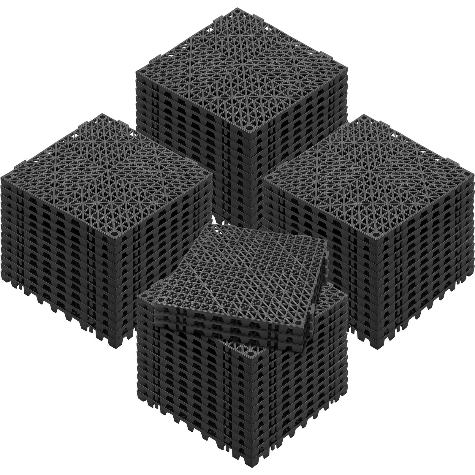 Alt View 5. VEVOR - Interlocking Tile 55PCS Black, Drainage Tiles 12" x 12" Splicing, Soft PVC Interlocking Drainage Floor Tiles - Black.