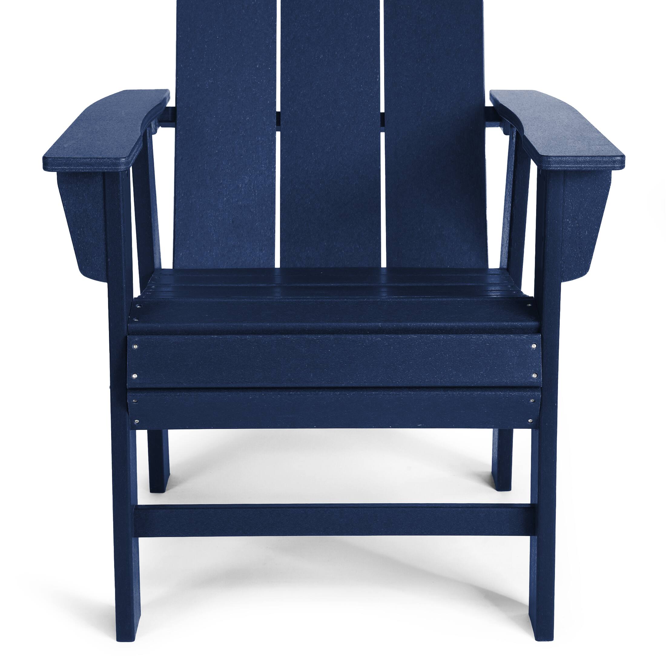 Alt View 4. WestinTrends - WestinTrends Ashore Outdoor Patio HDPE Plastic Modern Adirondack Dining Chair - Navy Blue.