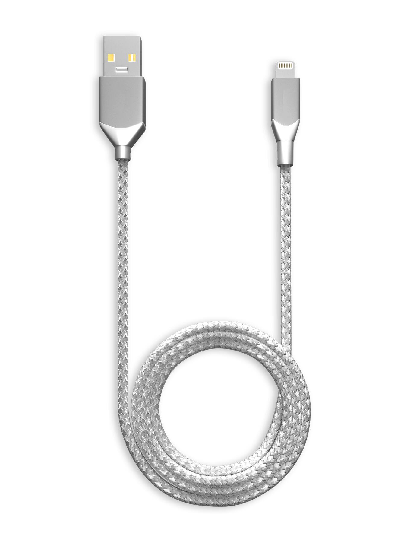 Alt View 2. Ampsentrix - 3 ft Non-MFI USB Type A To Lightning Cable (Infinity) - Silver - Silver.