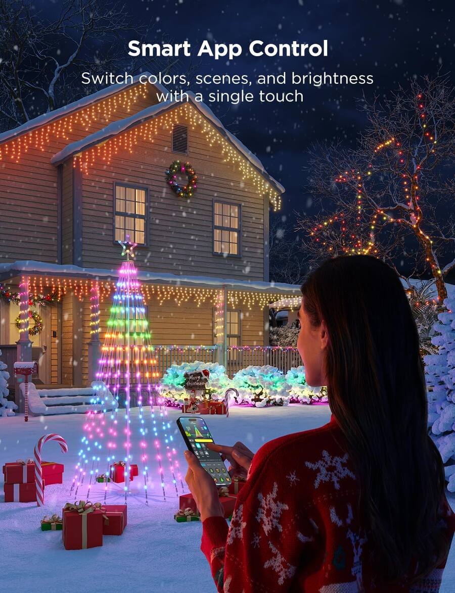 Govee Christmas Cone Tree Lights, 6ft 316 LEDs RGBIC Lights with Smart ...