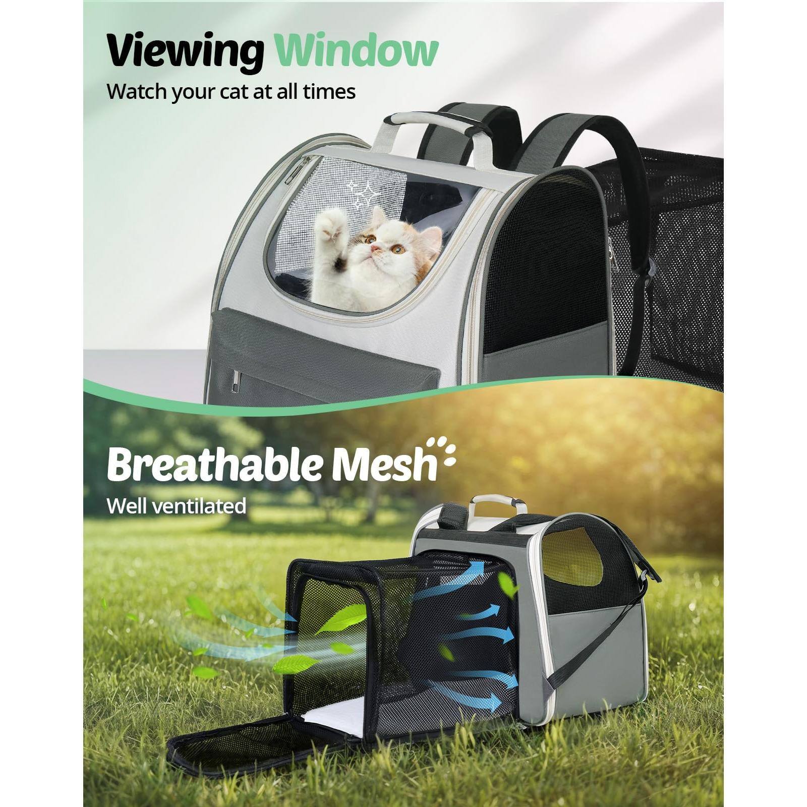Viewing Window  
Watch your cat at all times  

Breathable Mesh  
Well ventilated