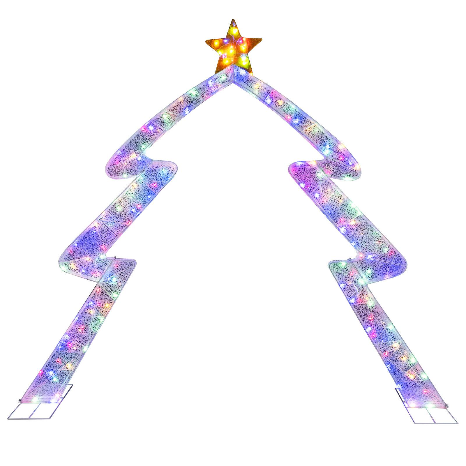 Alt View 3. Gymax - Gymax 8.8 FT Christmas Tree-shaped Archway w/Top Star Adjustable LED LightsZip Ties  Outdoor - White.