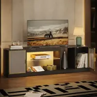 Bestier - TV Cabinet with Storage and LED Light Strips Up to 75" - Black - Front_Zoom