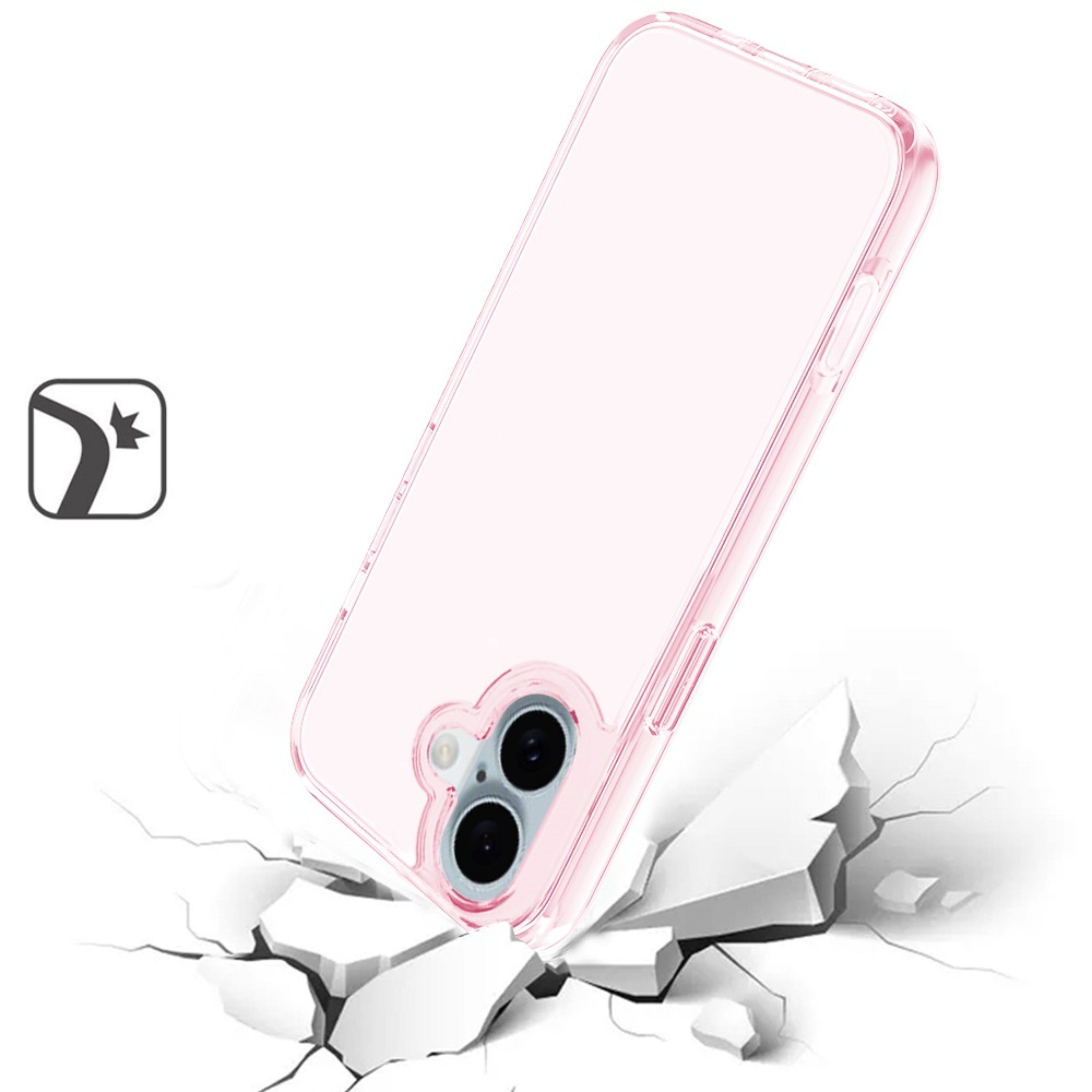 Left. Kitcheniva - Sturdy Translucent Case With Tempered Glass For iPhone 16 Pink - Pink.