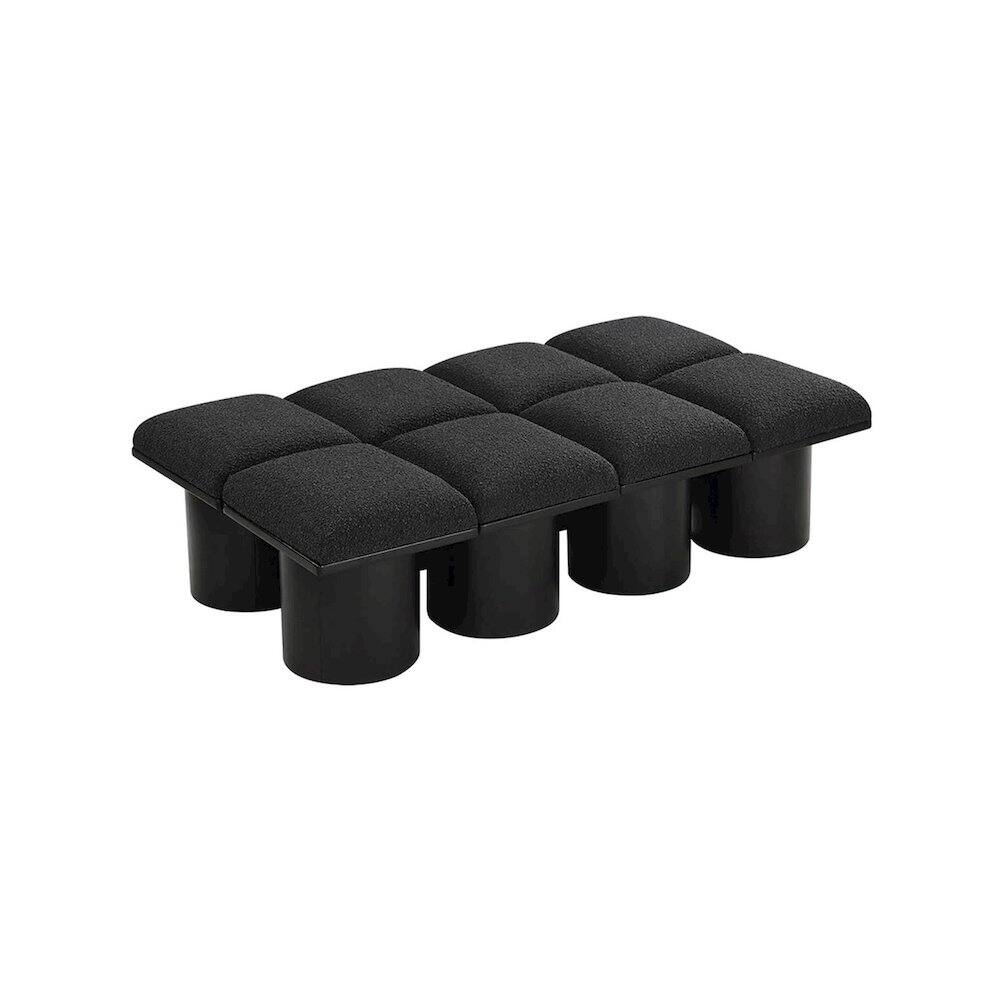 Back. Meridian Furniture - Pavilion Black Boucle Fabric Bench - Black Boucle Fabric.