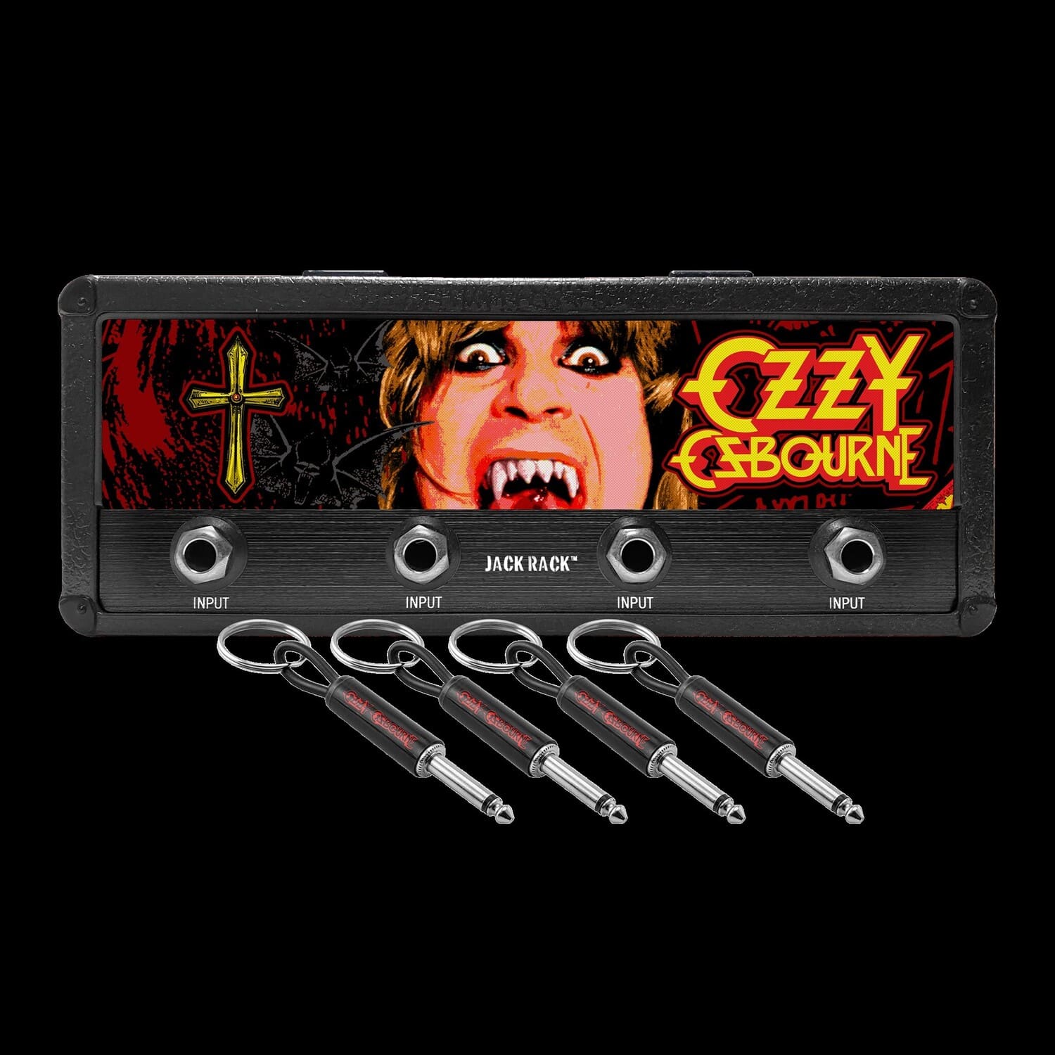 PopMarket - Ozzy Osbourne - Pluginz - Ozzy Osbourne Batshit Logo Jack Rack - Includes 4 Ozzy Guitar Plug - NOVELTIES - Multicolor